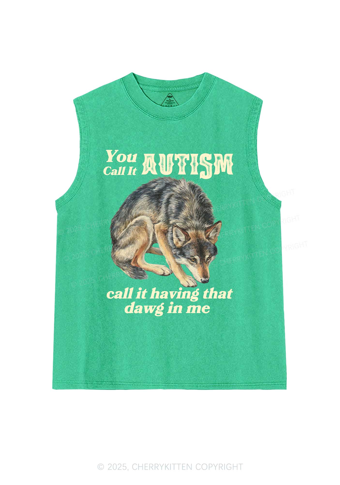 You Call It Autism Y2K Washed Muscle Tank Cherrykitten