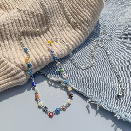 Colorful Daisy Bead Woven Single Layer Waist Chain