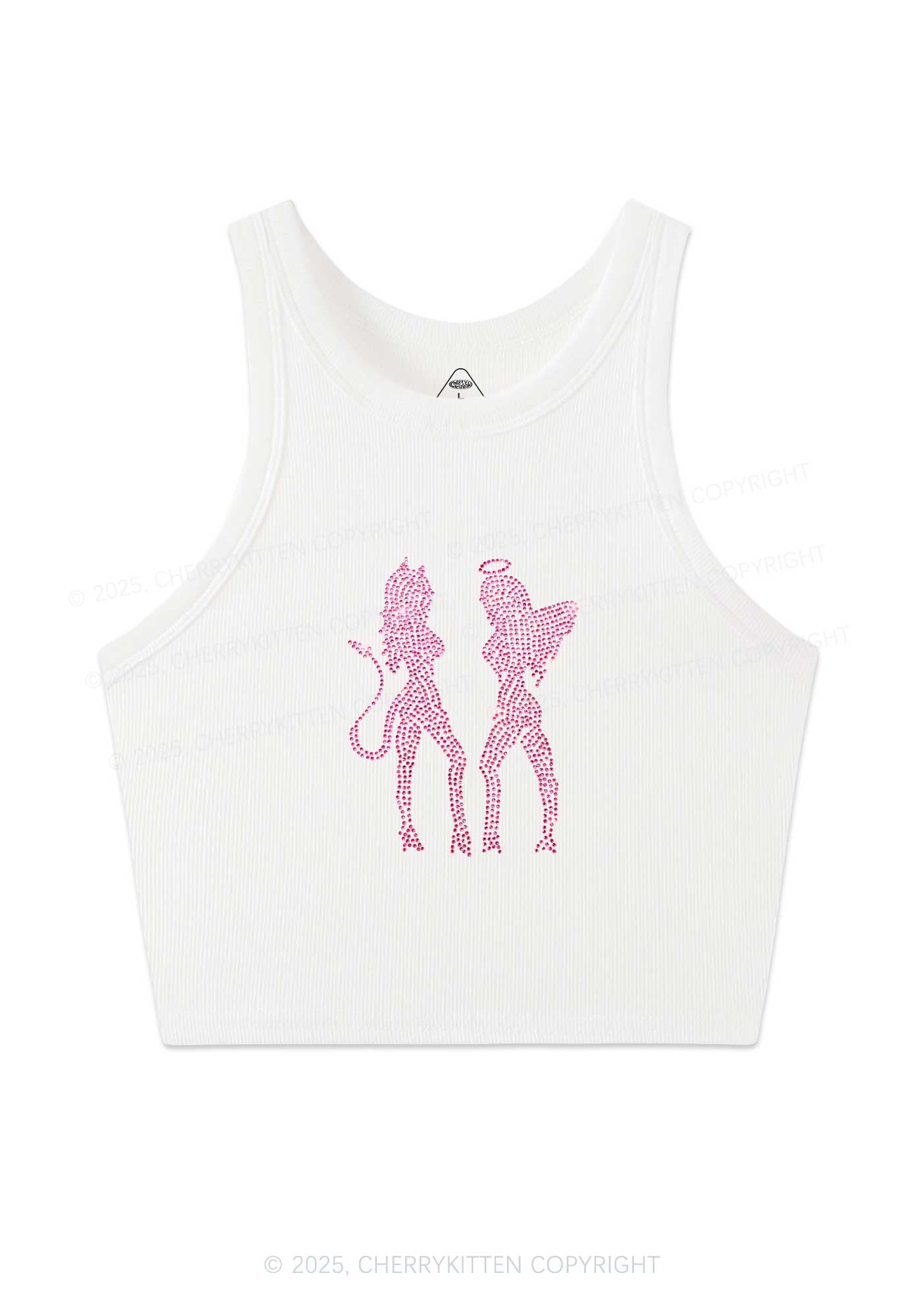 Rhinestone Dancing Girls Y2K Crop Tank Top Cherrykitten