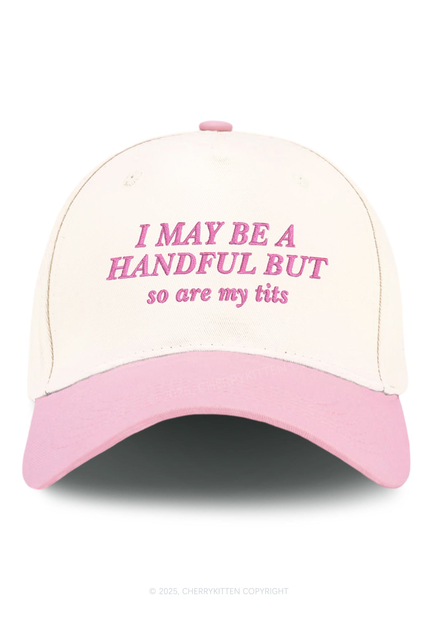 Embroidered I May Be A Handful Y2K Color Block Baseball Cap Cherrykitten