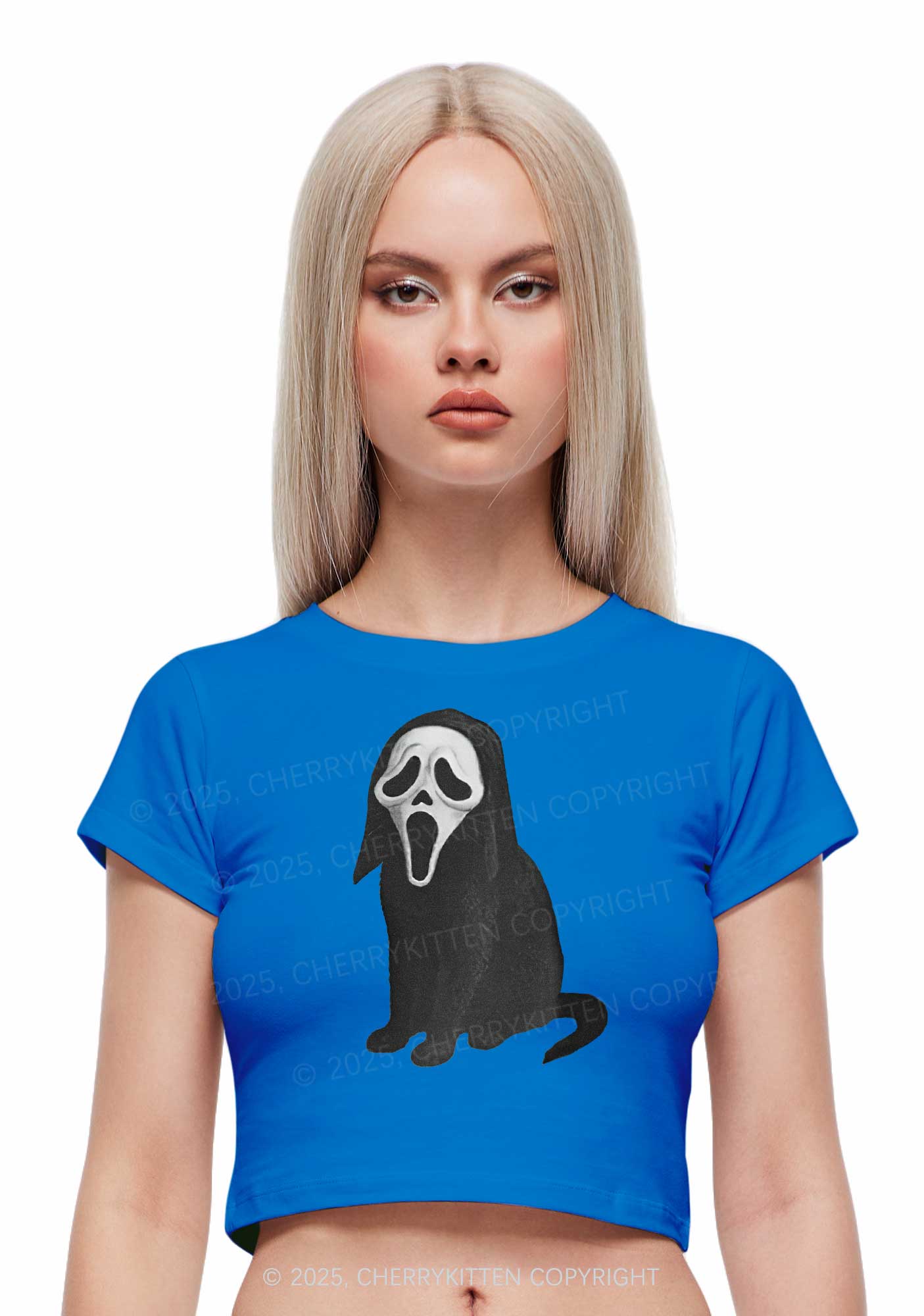 Halloween Ghostcat Y2K Baby Tee Cherrykitten