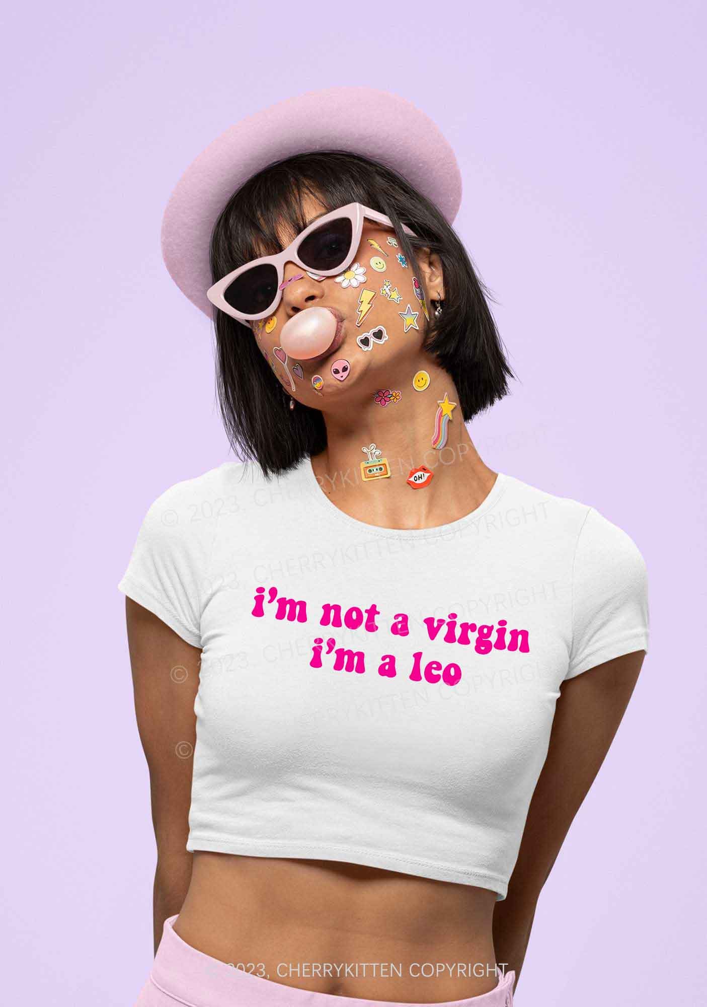 Custom Zodiac I'm Not A Virgin Y2K Baby Tee Cherrykitten