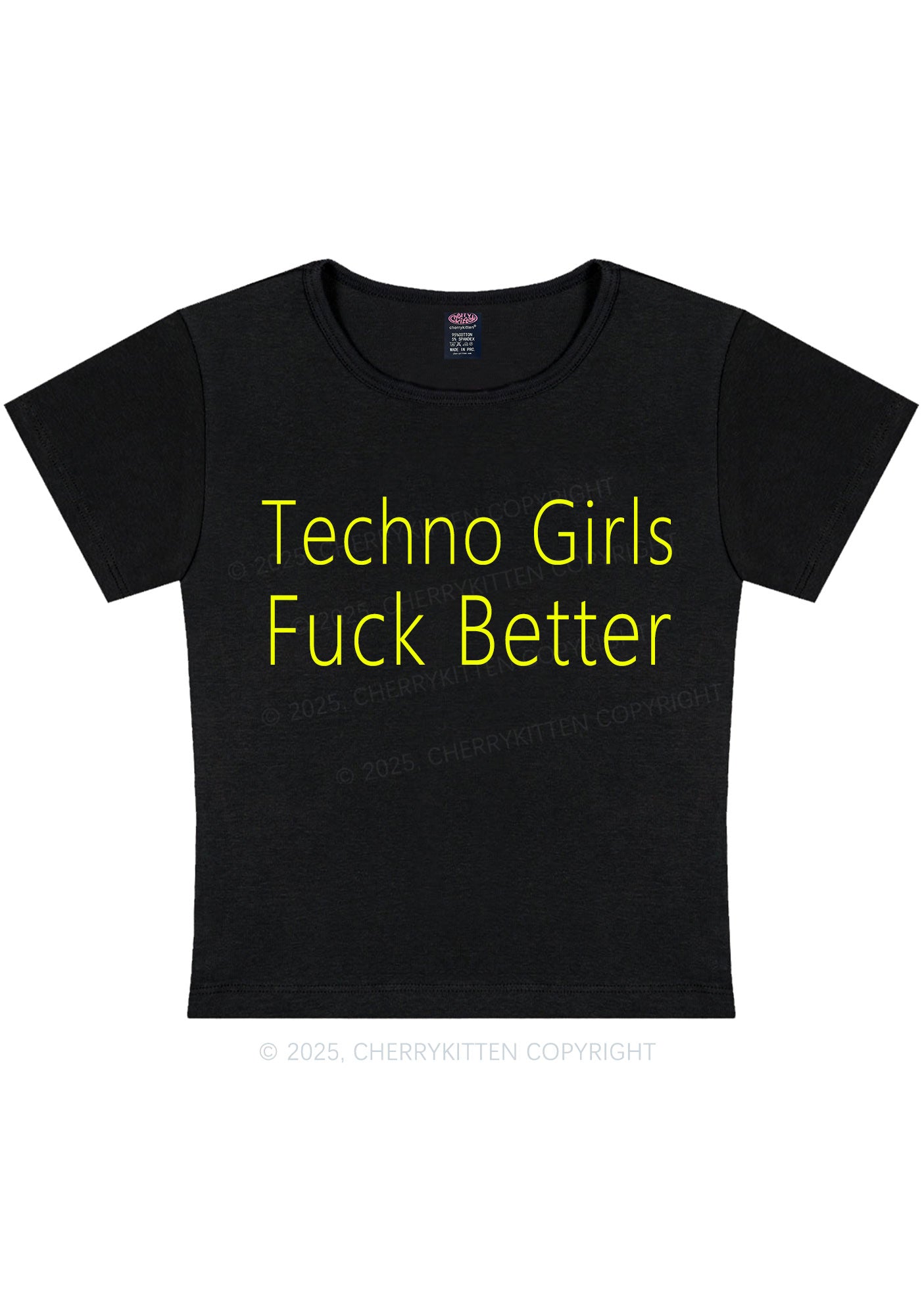 Techno Girls Fxxk Better Y2K Baby Tee Cherrykitten