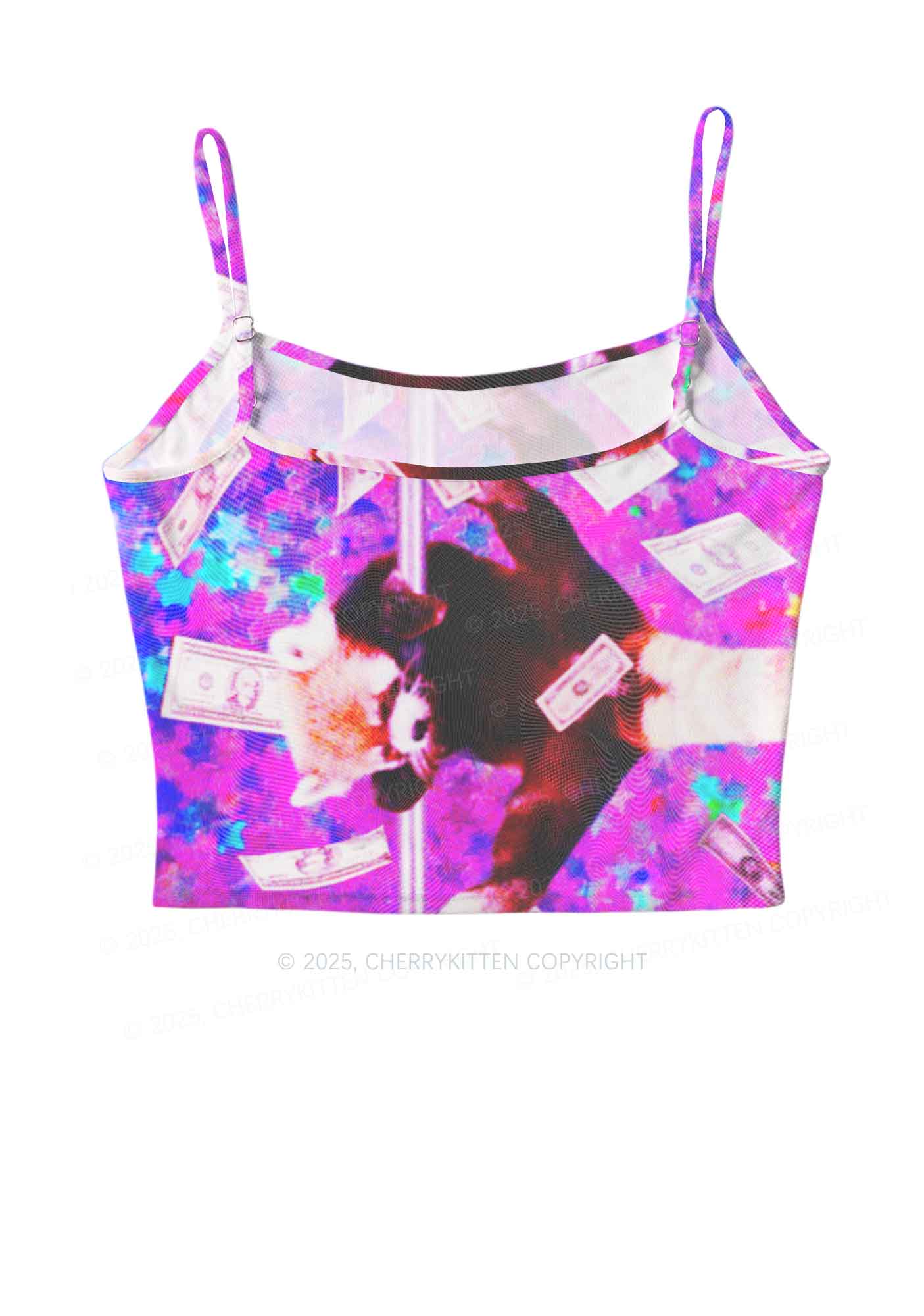 Pole Dancing Raccoon Y2K Mesh Cami Tank Cherrykitten