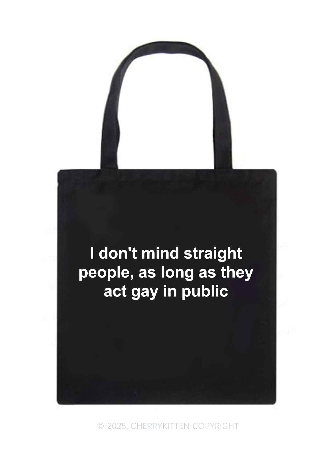 Act Gay In Public Pride Y2K Canvas Tote Bag Cherrykitten