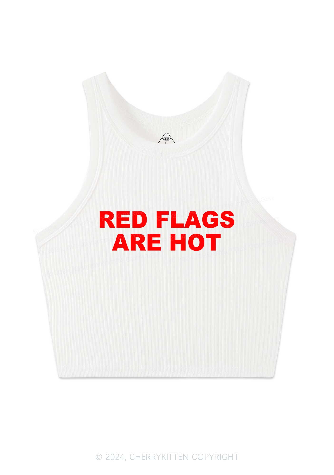 Red Flags Are Hot Y2K Crop Tank Top Cherrykitten