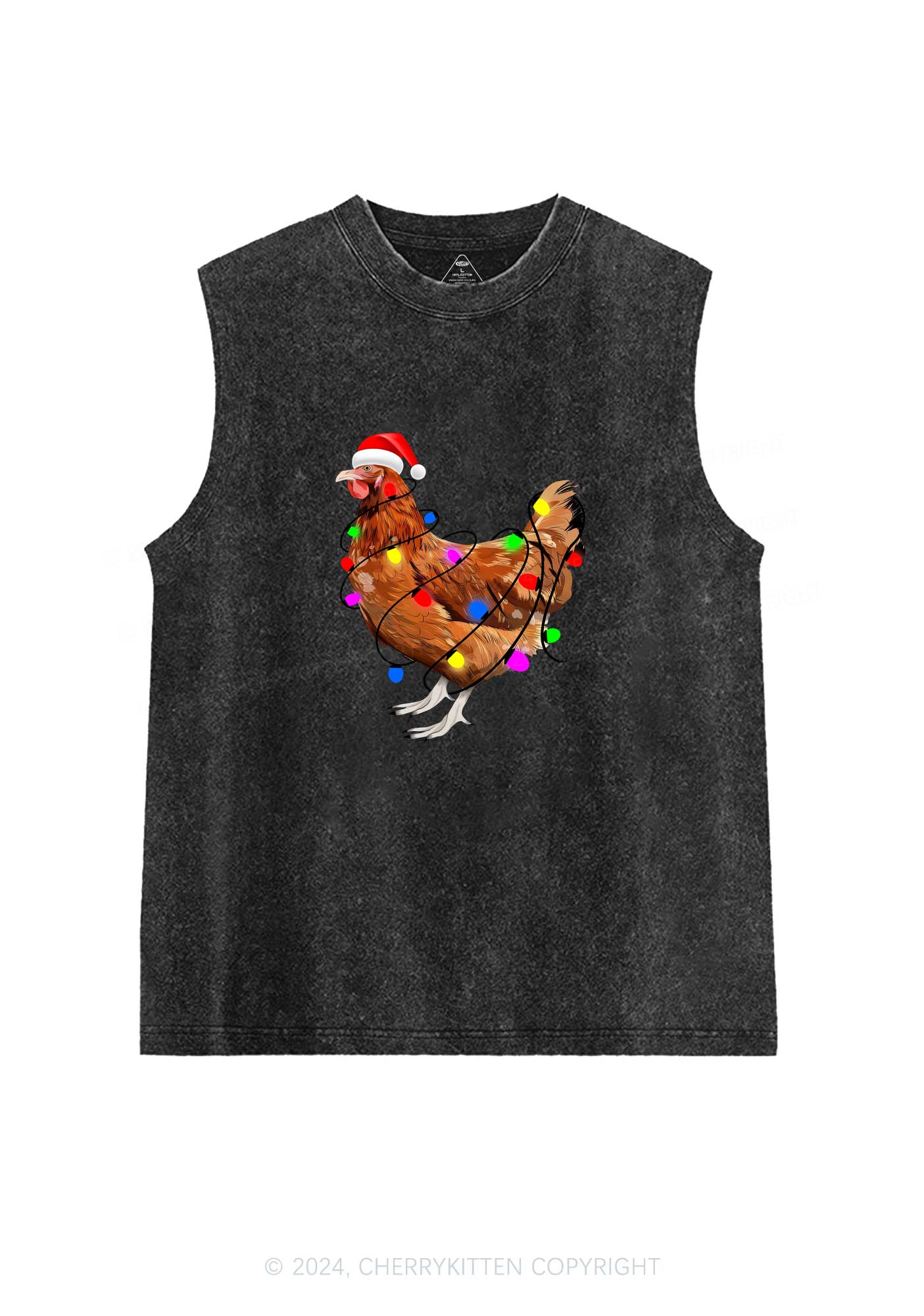 Christmas Hen Y2K Washed Tank Cherrykitten