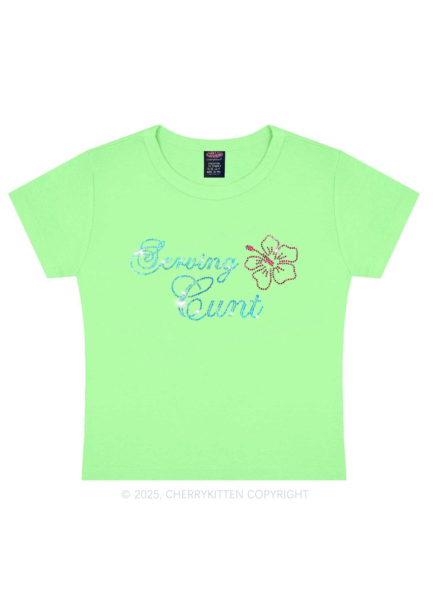 Rhinestone Serving Cxxt Y2K Baby Tee Cherrykitten