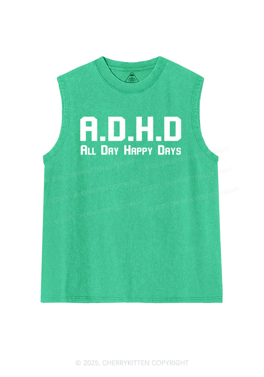 All Day Happy Days Y2K Washed Muscle Tank Cherrykitten