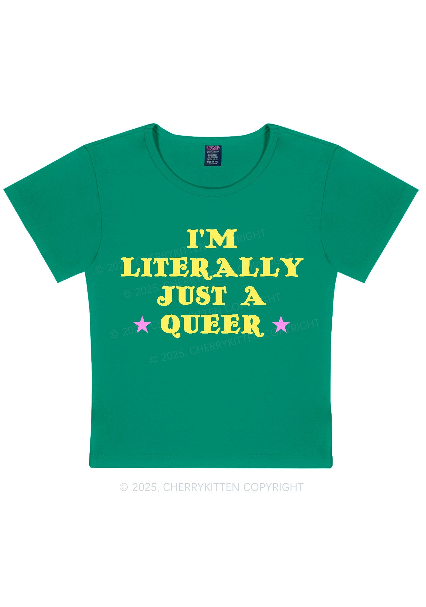 Just A Queer Pride Y2K Baby Tee Cherrykitten