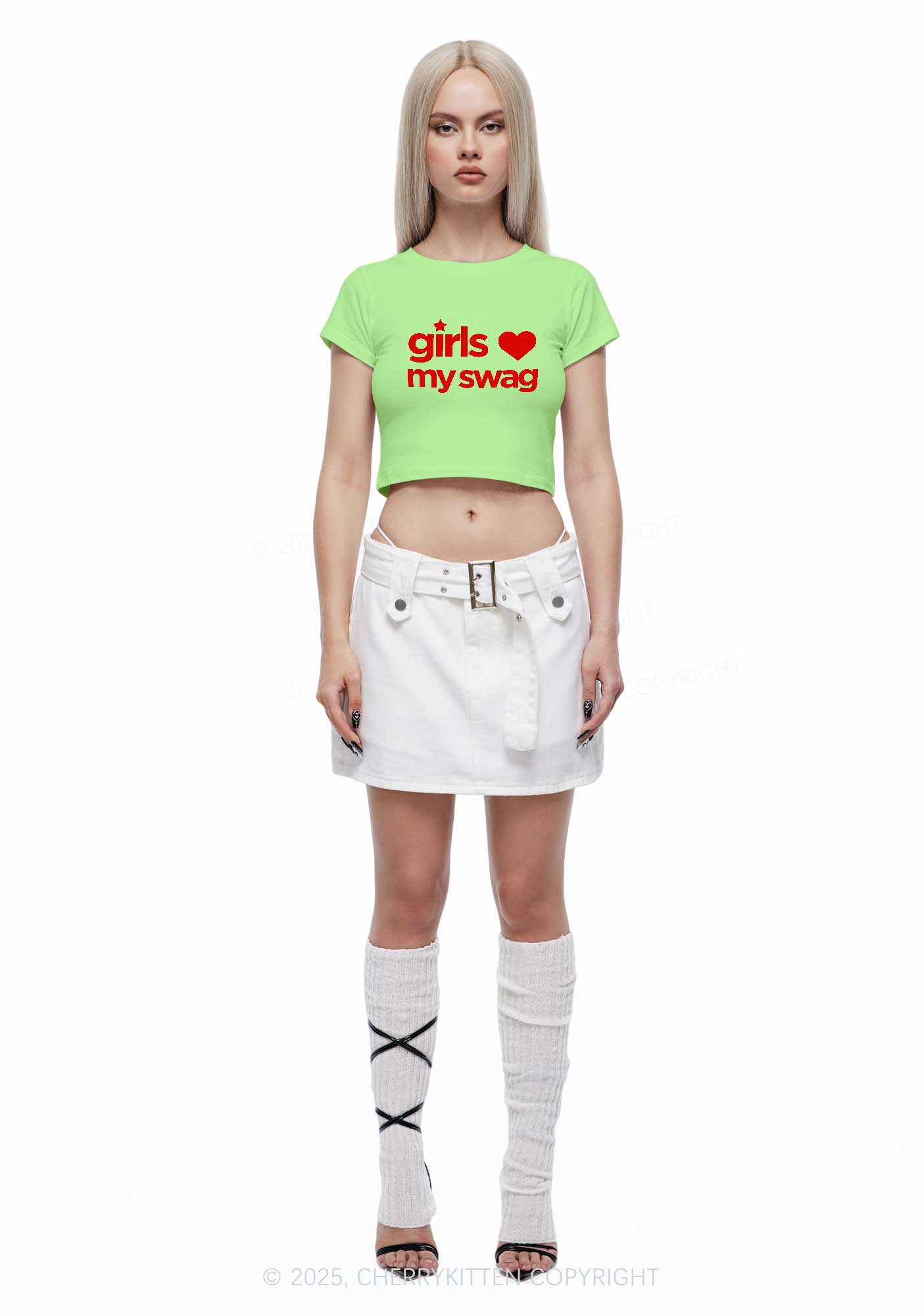 Girls Love My Swag Pride Y2K Baby Tee Cherrykitten