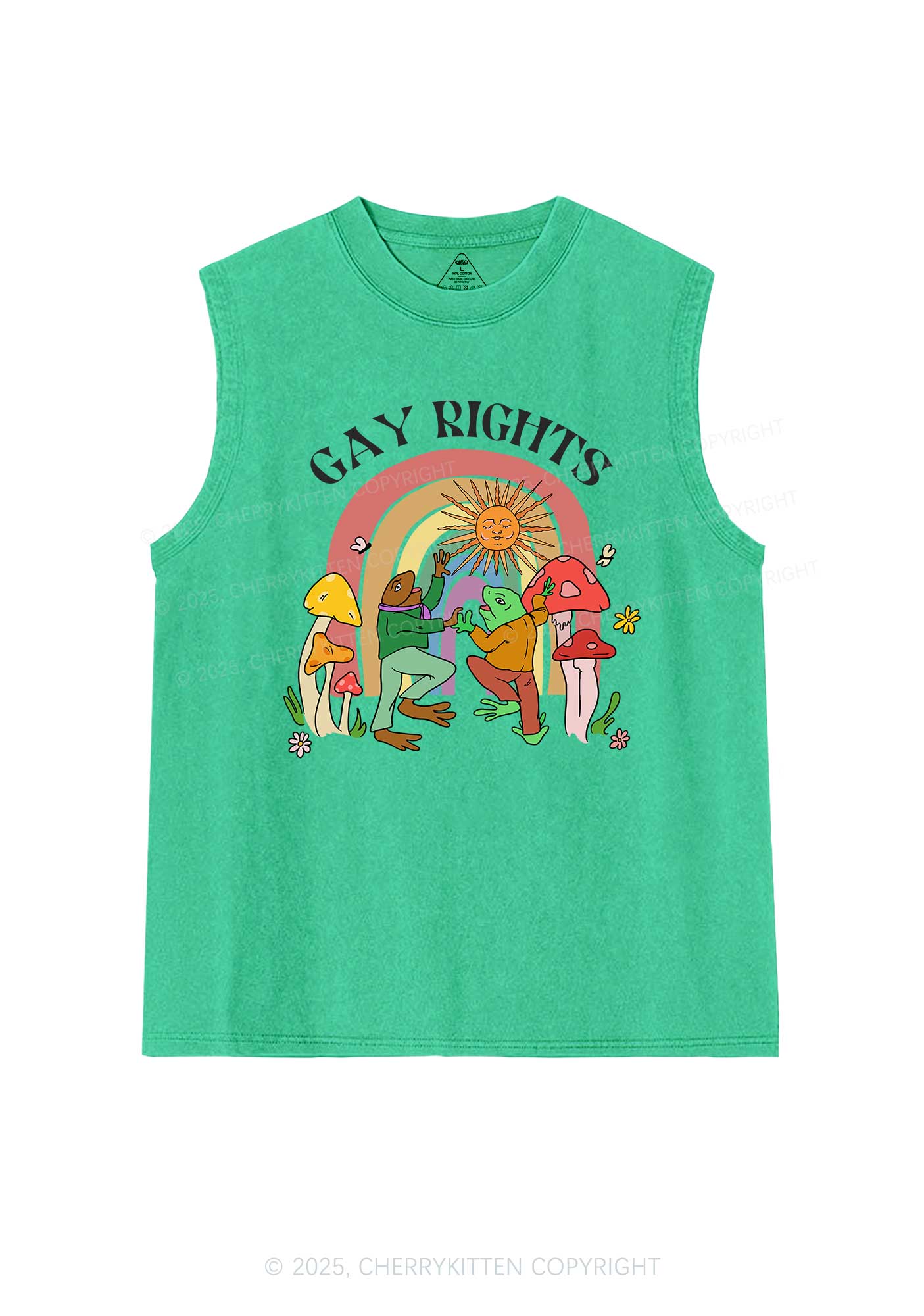 Gay Rights Pride Y2K Washed Muscle Tank Cherrykitten