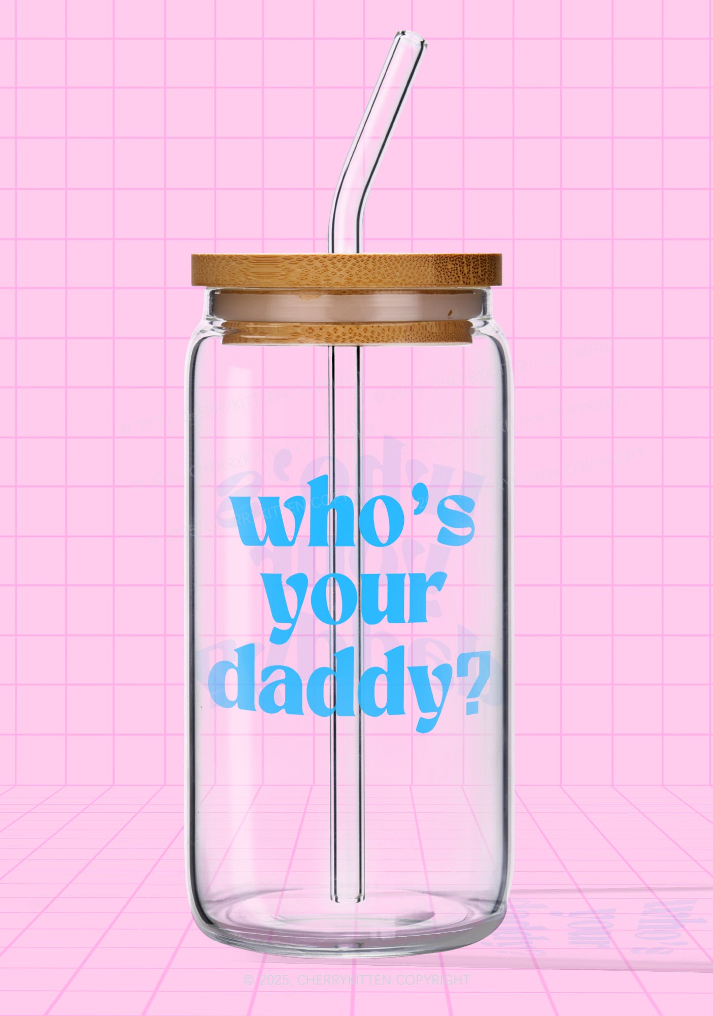 Whos Your Daddy Y2K Printed Glass Cup Cherrykitten