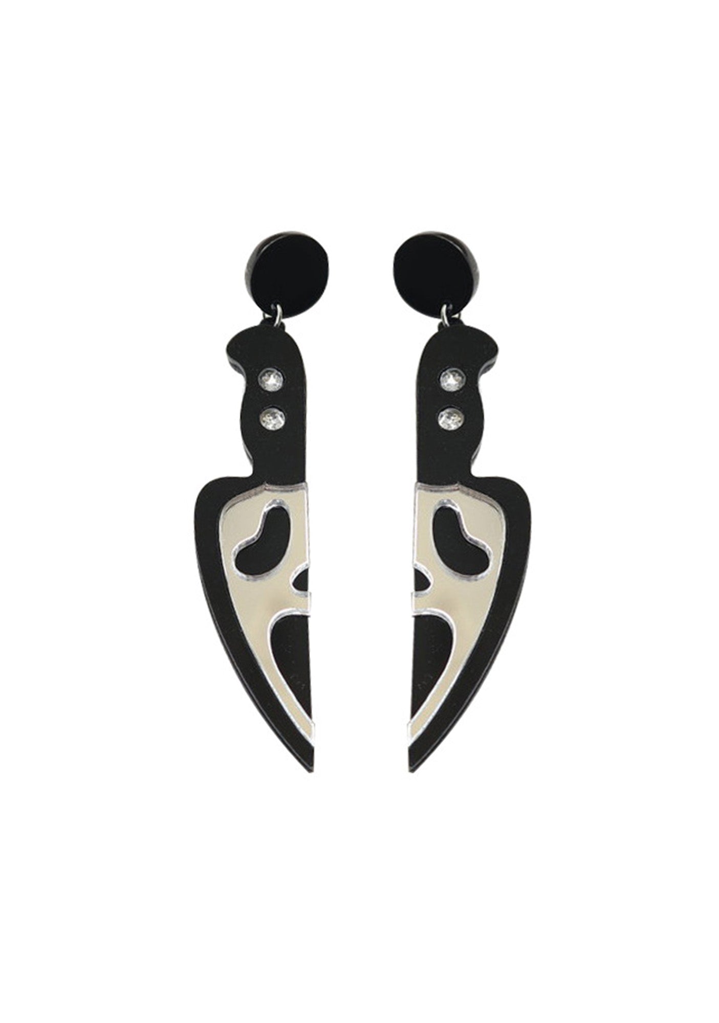 Acrylic Halloween Ghost Face Knife Earrings