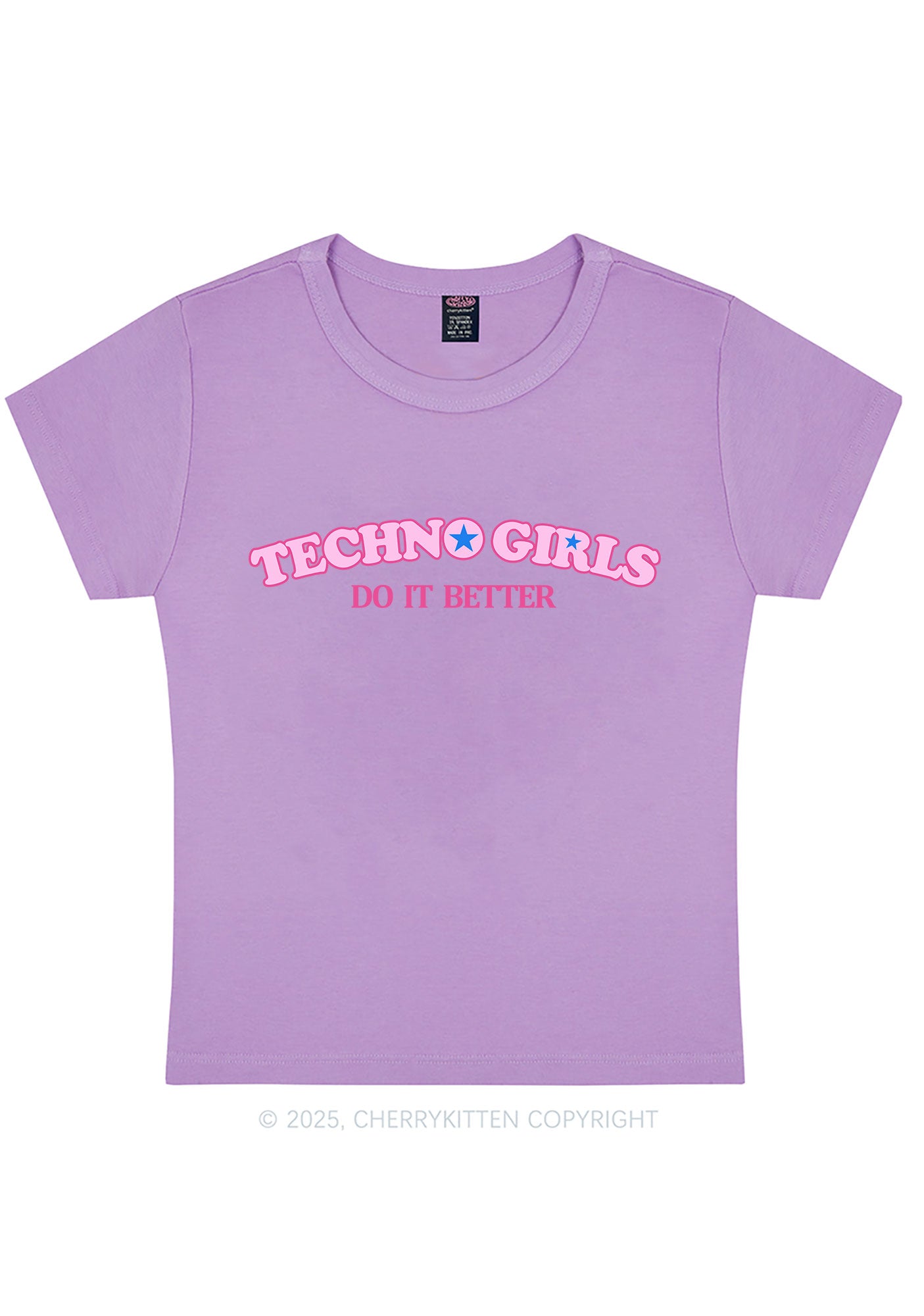 Techno Girl Do Better Y2K Baby Tee Cherrykitten