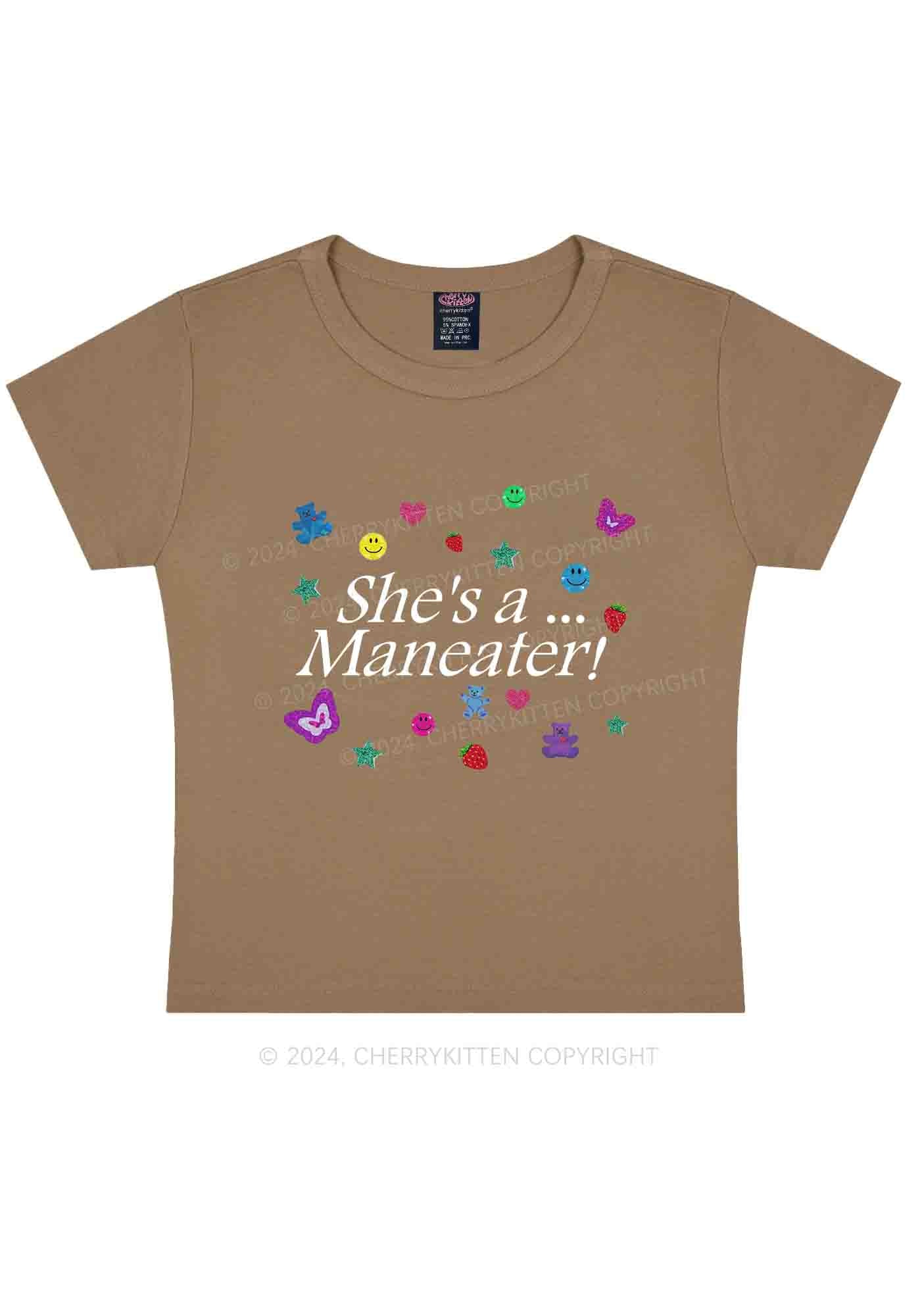 She's A Maneater Y2K Baby Tee Cherrykitten