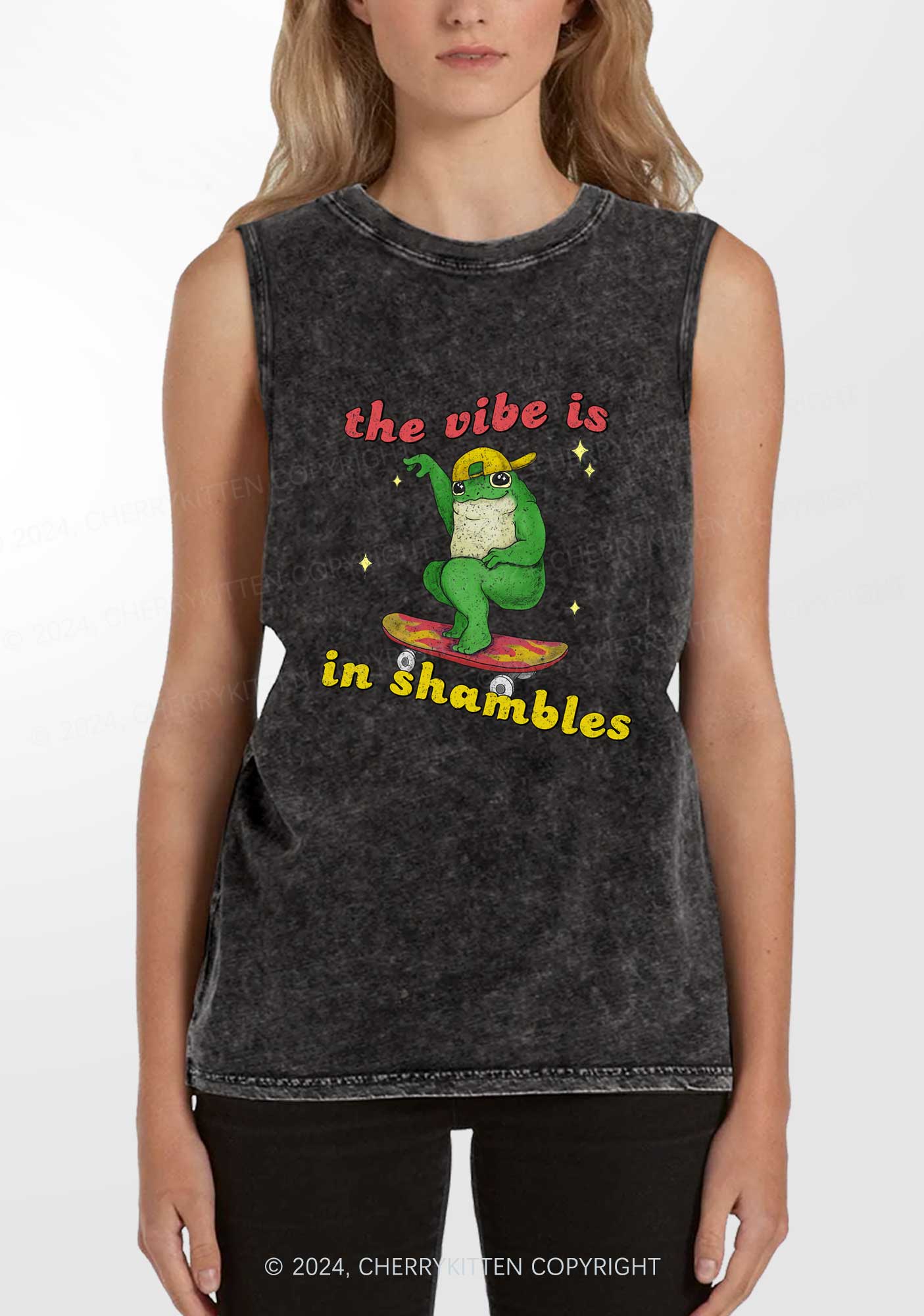 Shambles Vibe Y2K Washed Tank Cherrykitten