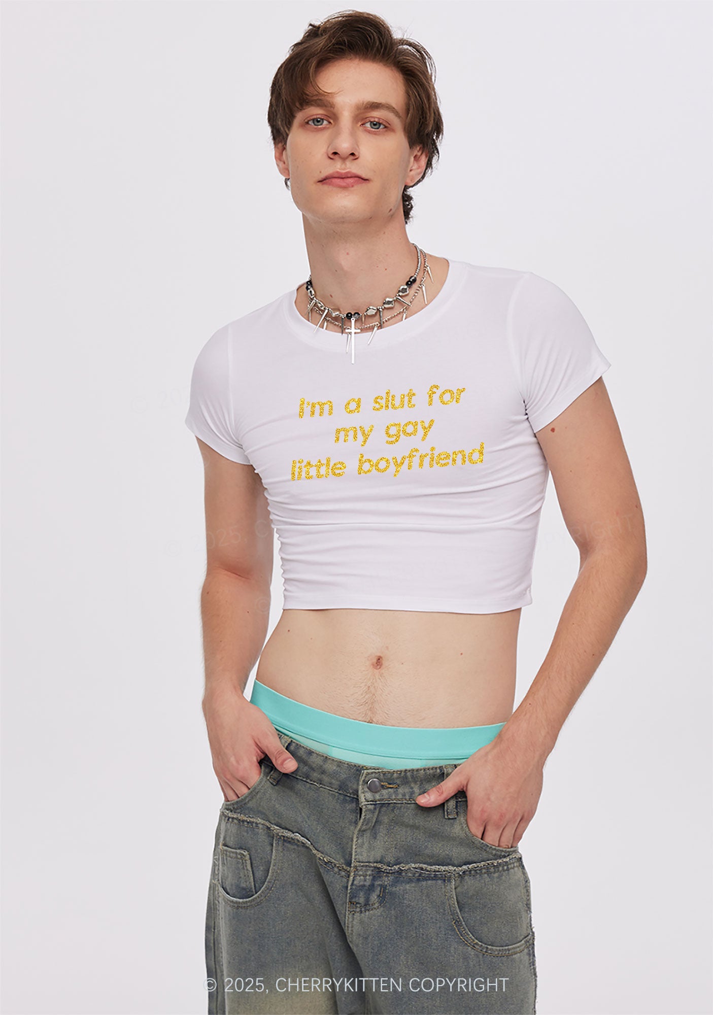 Glitter Slxt For My Gay BF Y2K Baby Tee Cherrykitten