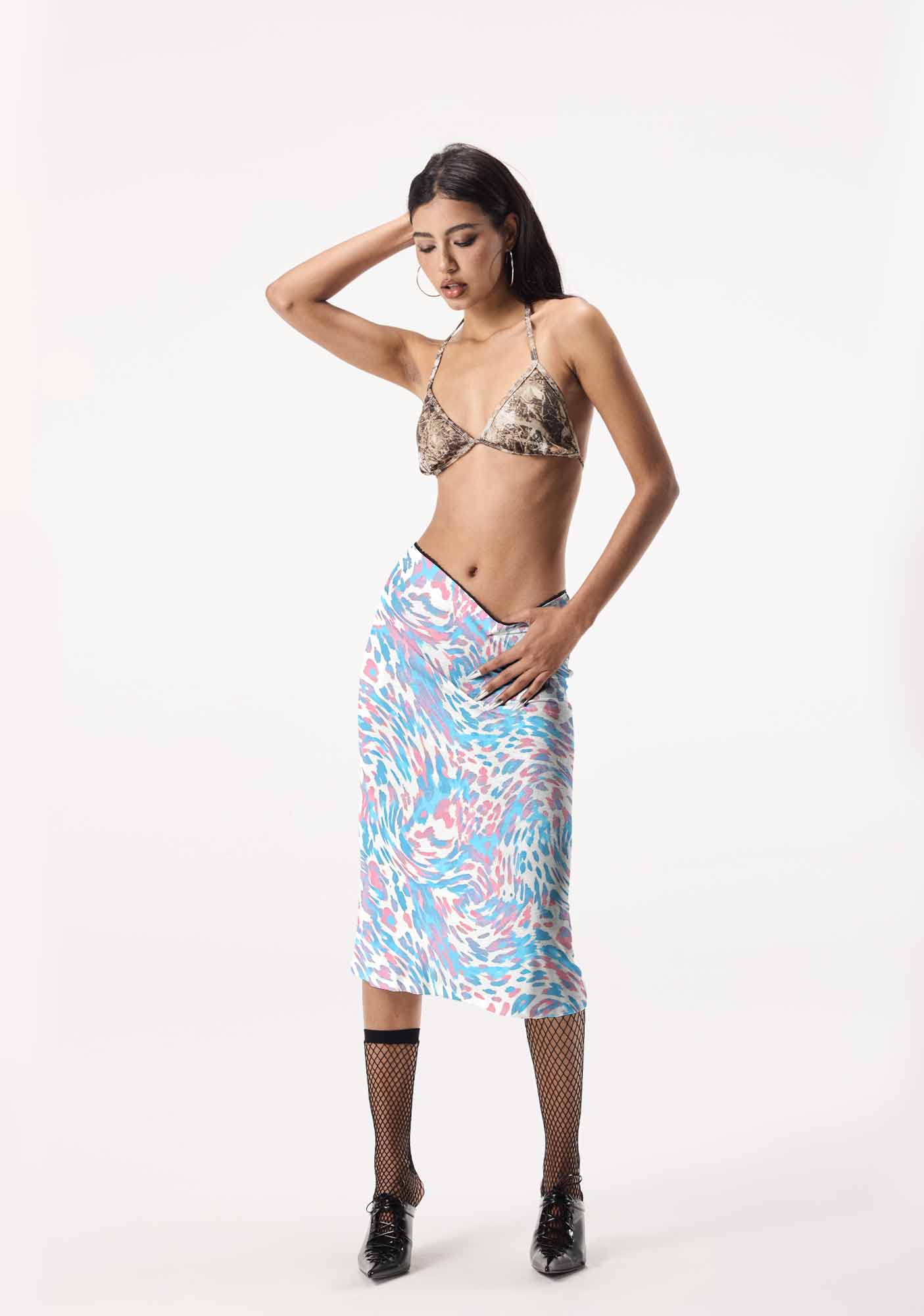Trans Leopard Pride Y2K Print Midi Skirt Cherrykitten