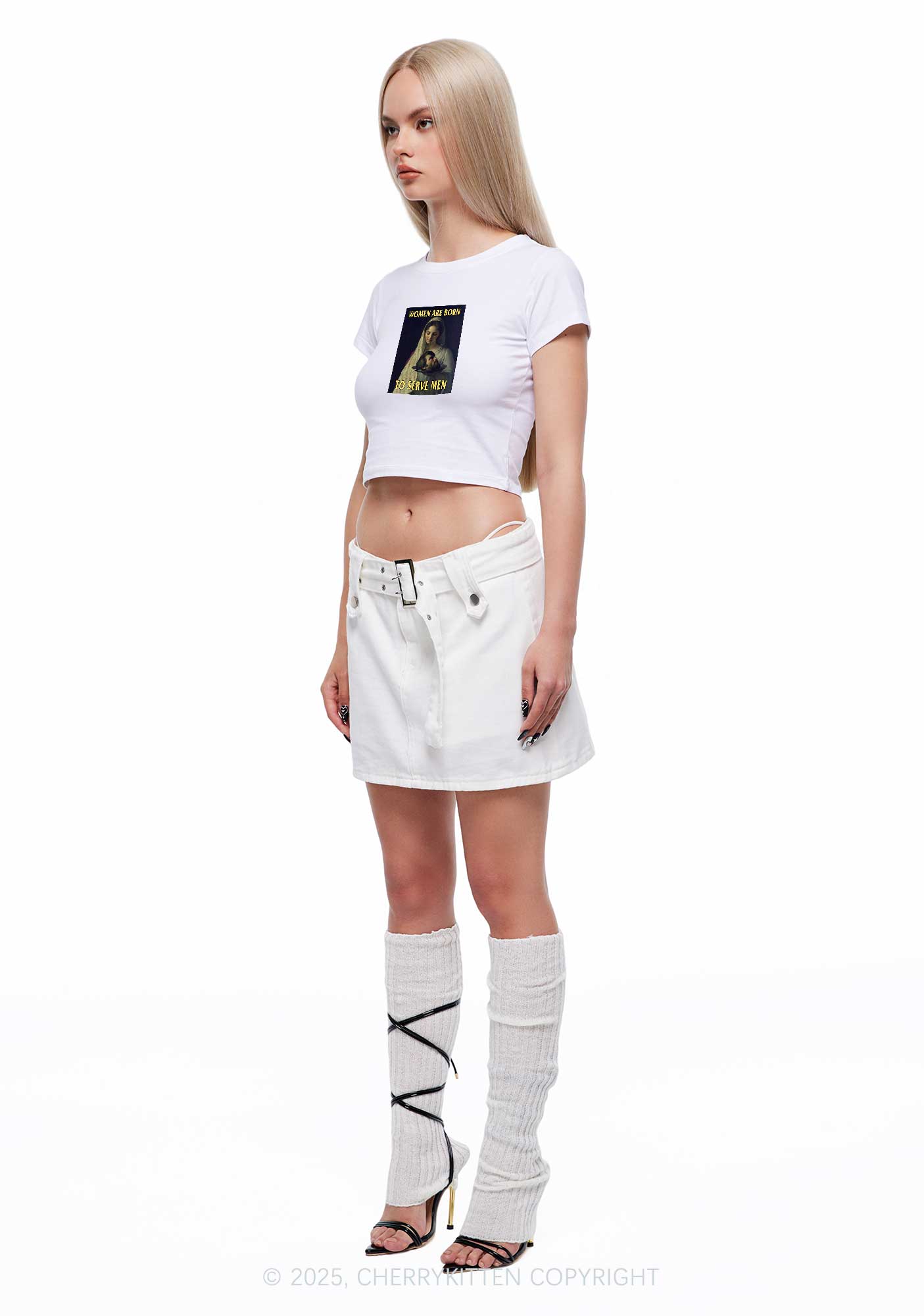 Women Born To Serve Y2K Baby Tee Cherrykitten
