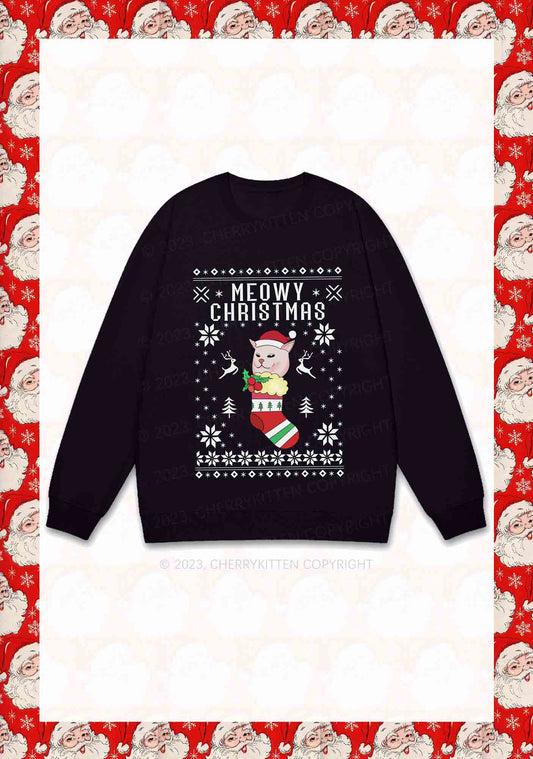 Meowy Christmas Socks Y2K Sweatshirt Cherrykitten