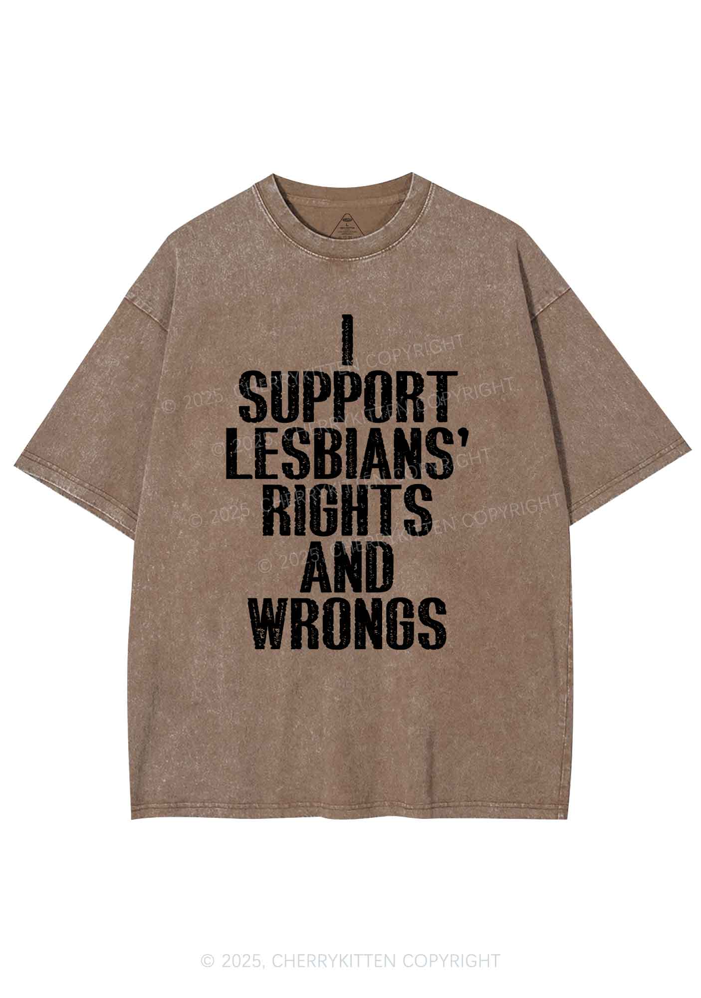 Support Lesbians Rights Pride Y2K Shirts Washed Tee Cherrykitten