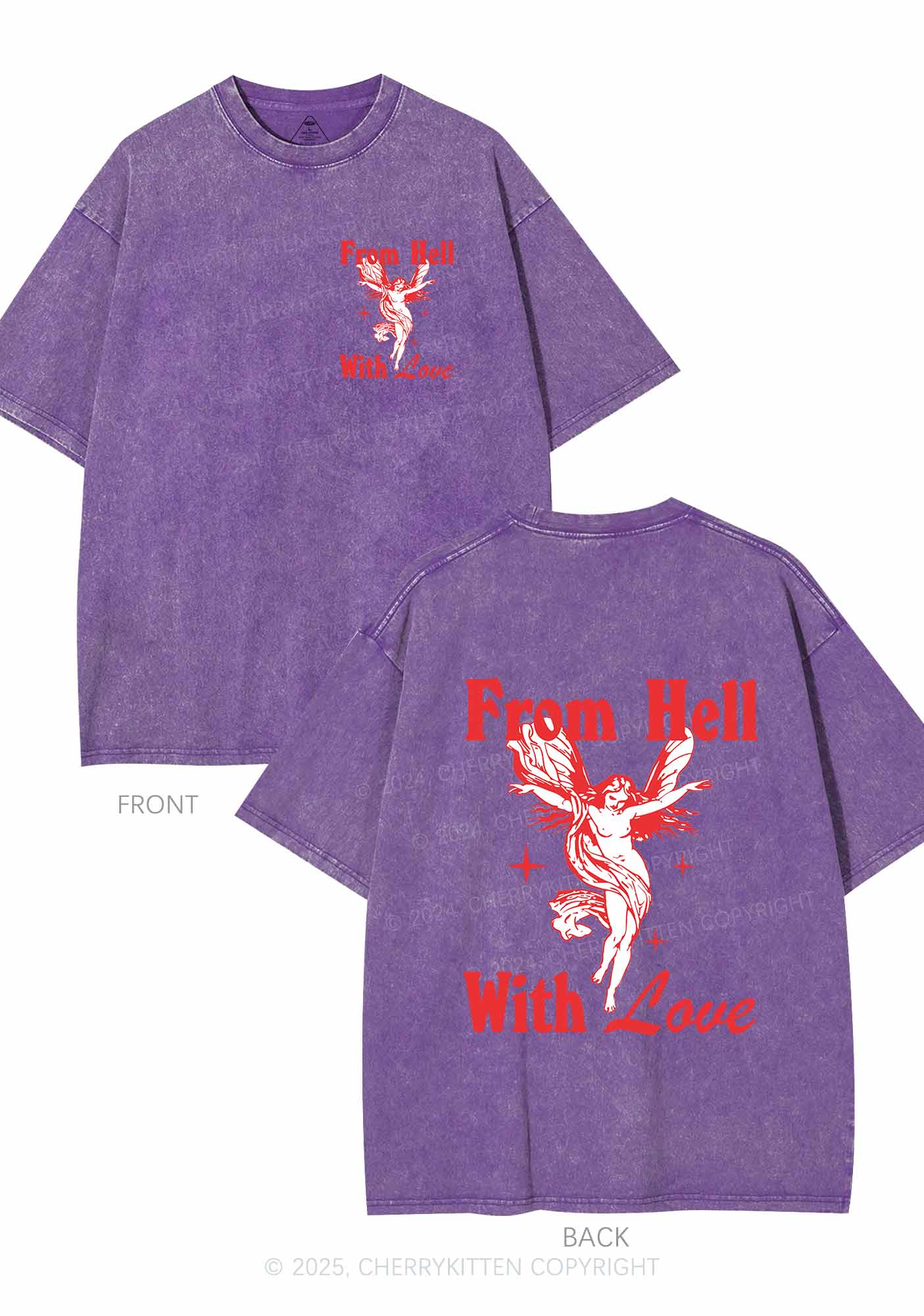 From Hell With Love Two Sides Y2K Shirts Washed Tee Cherrykitten