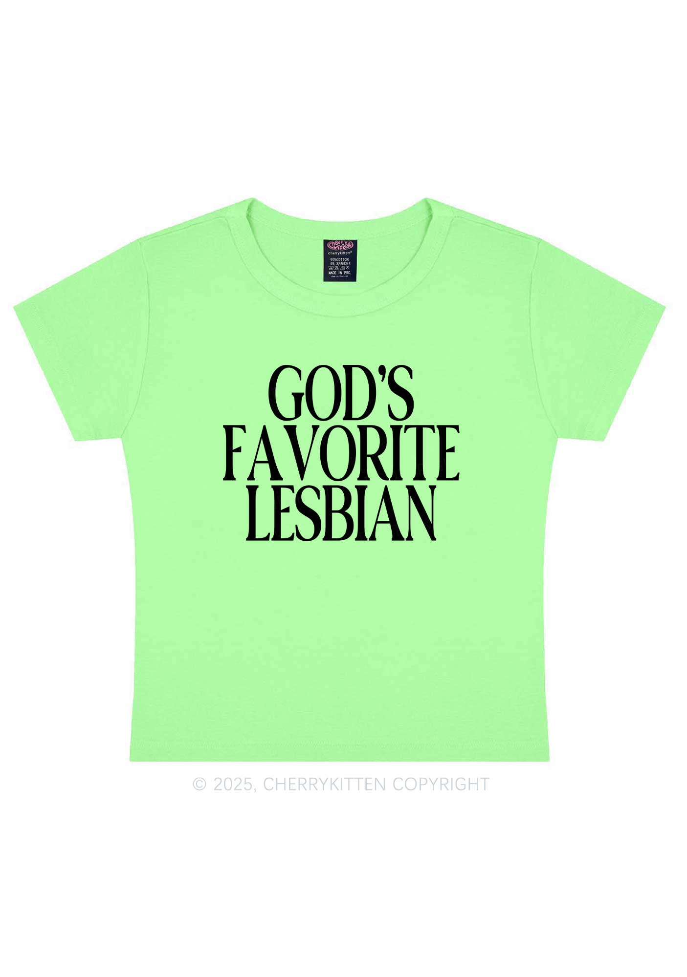 Gods Favorite Lesbian Pride Y2K Baby Tee Cherrykitten