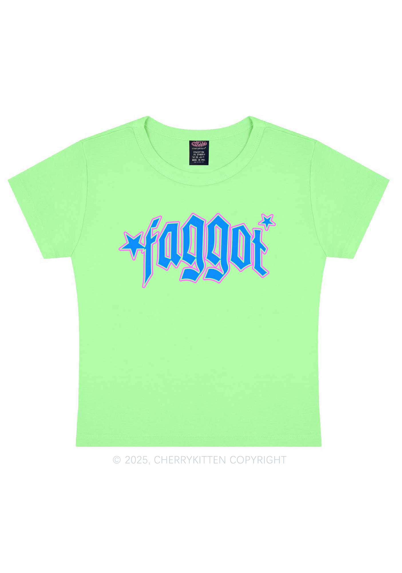 Faggot Stars Pride Y2K Baby Tee Cherrykitten