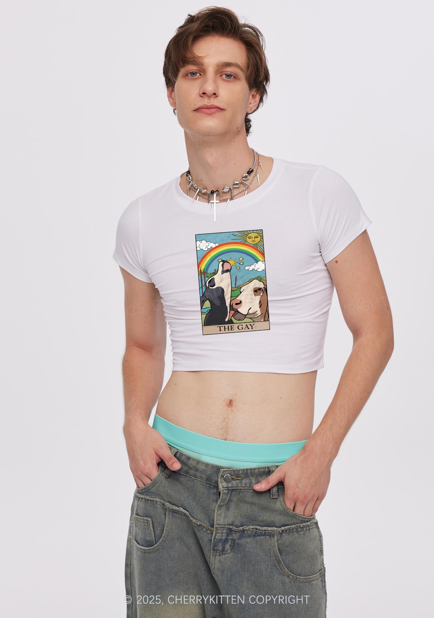 The Gay Pride Y2K Baby Tee Cherrykitten