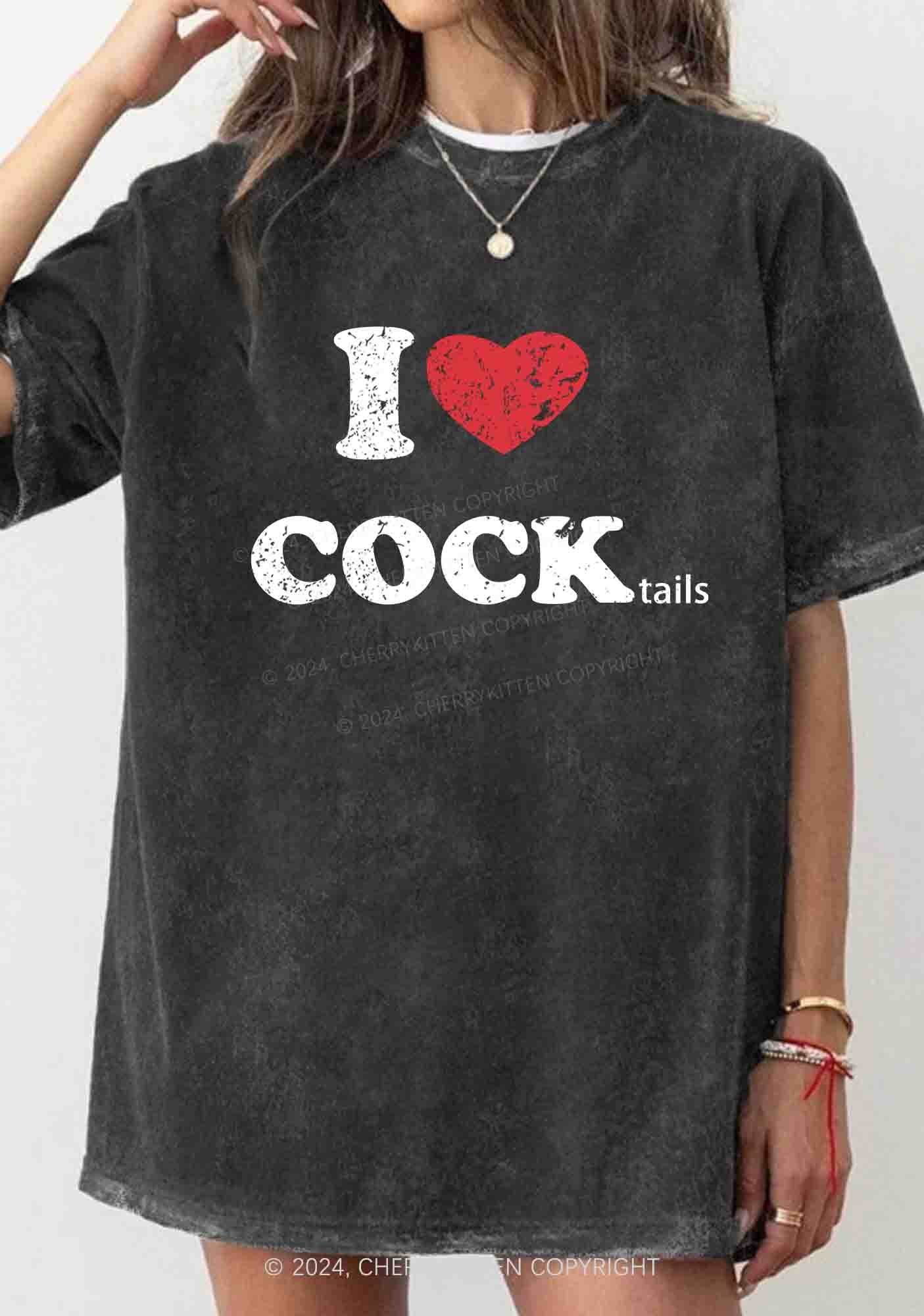I Love Cocktails Y2K Washed Tee Cherrykitten