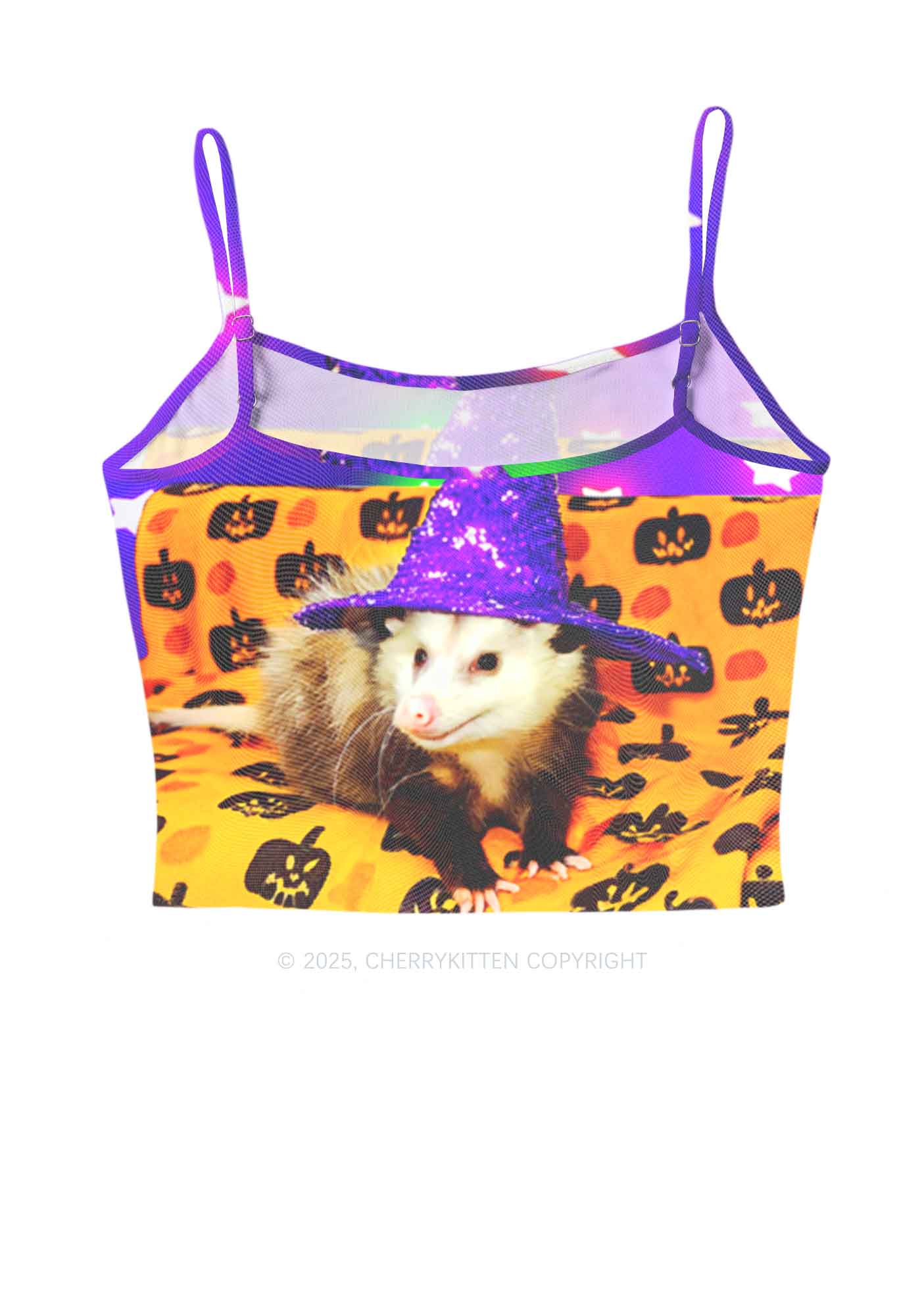 Halloween Sparkle Witch Ratz Y2K Mesh Cami Tank Cherrykitten