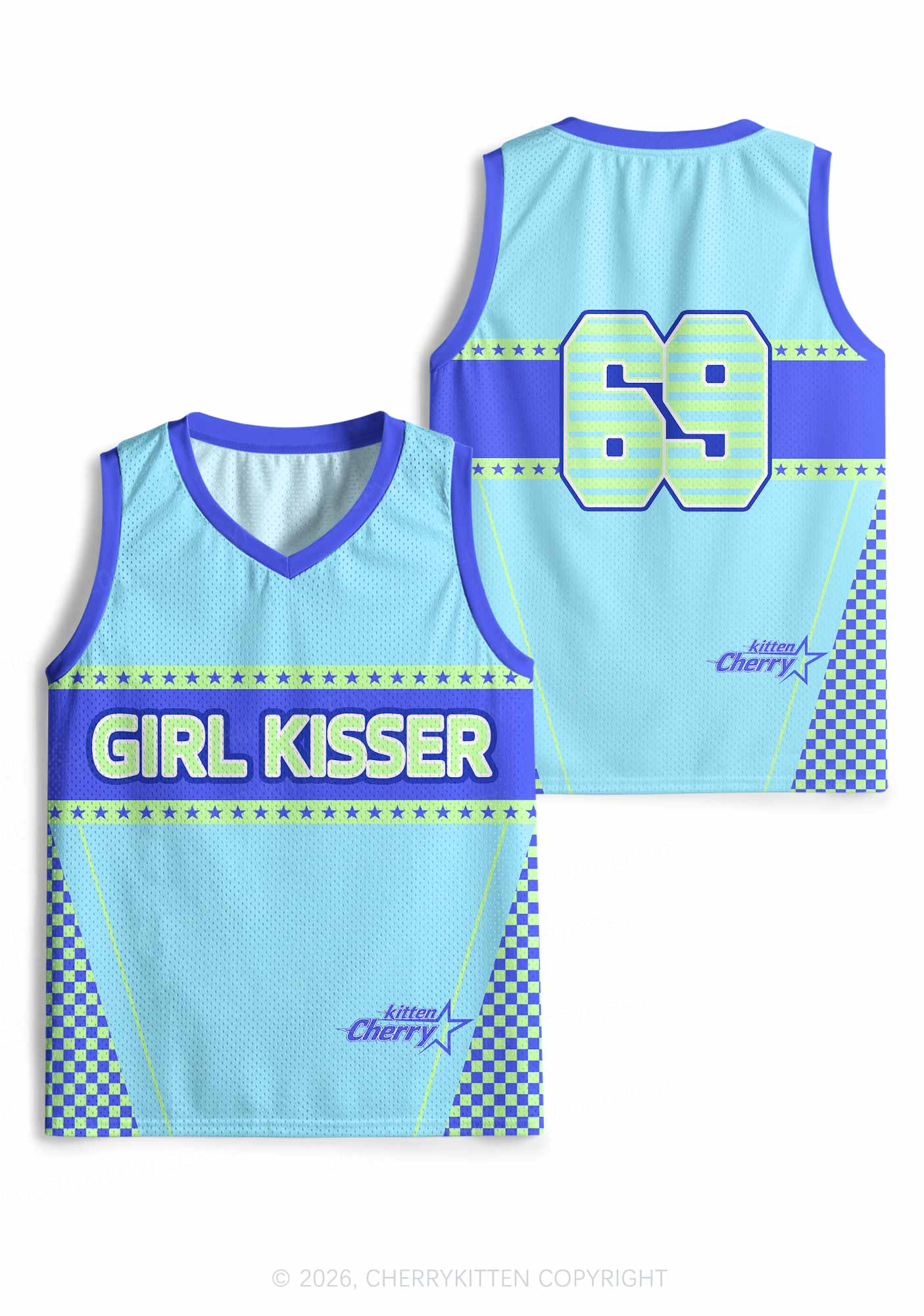 Blue Girl Kisser Pride Y2K Sport Jersey Tank Cherrykitten