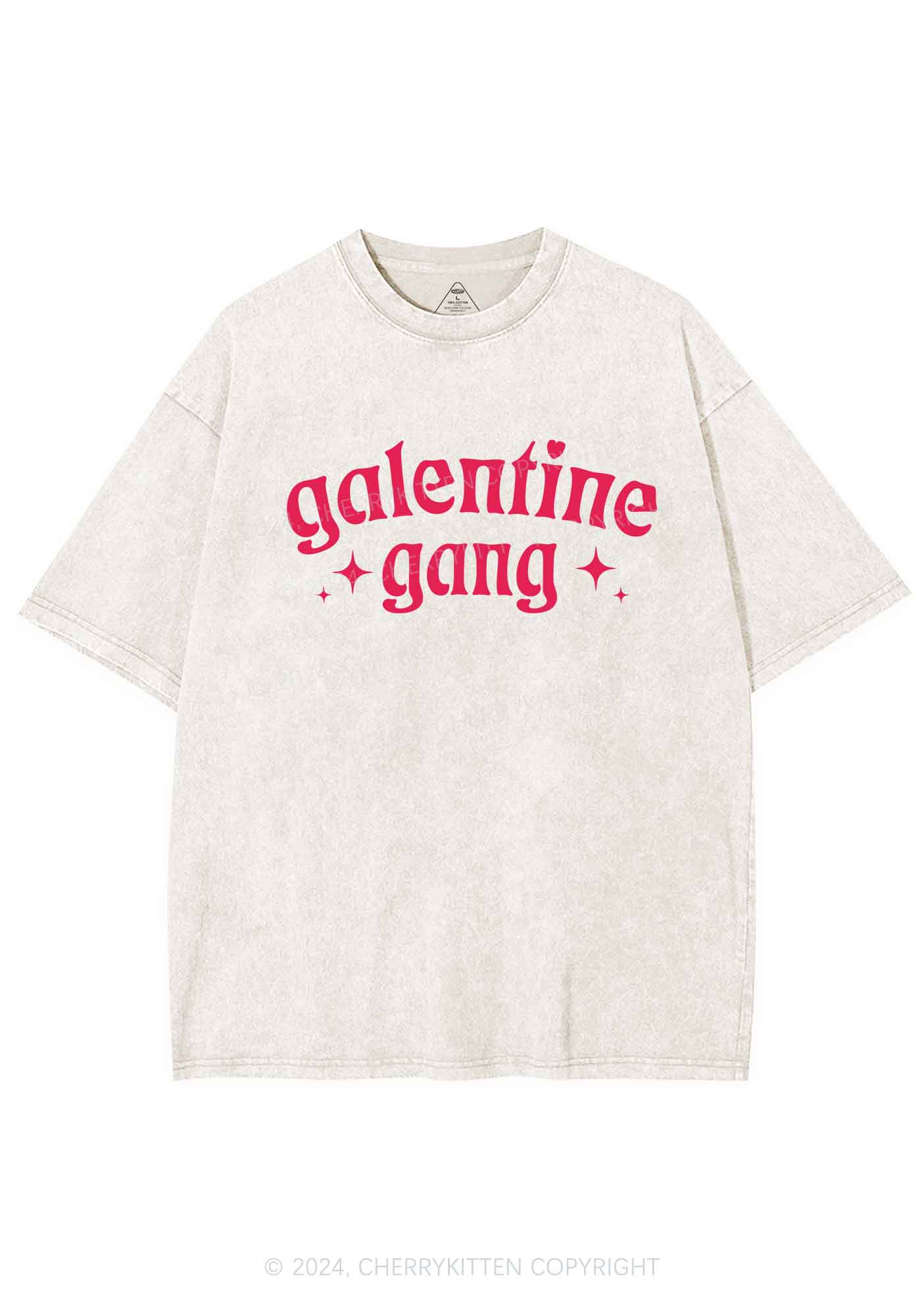 Galentine Gang Y2K Valentine's Day Washed Tee Cherrykitten