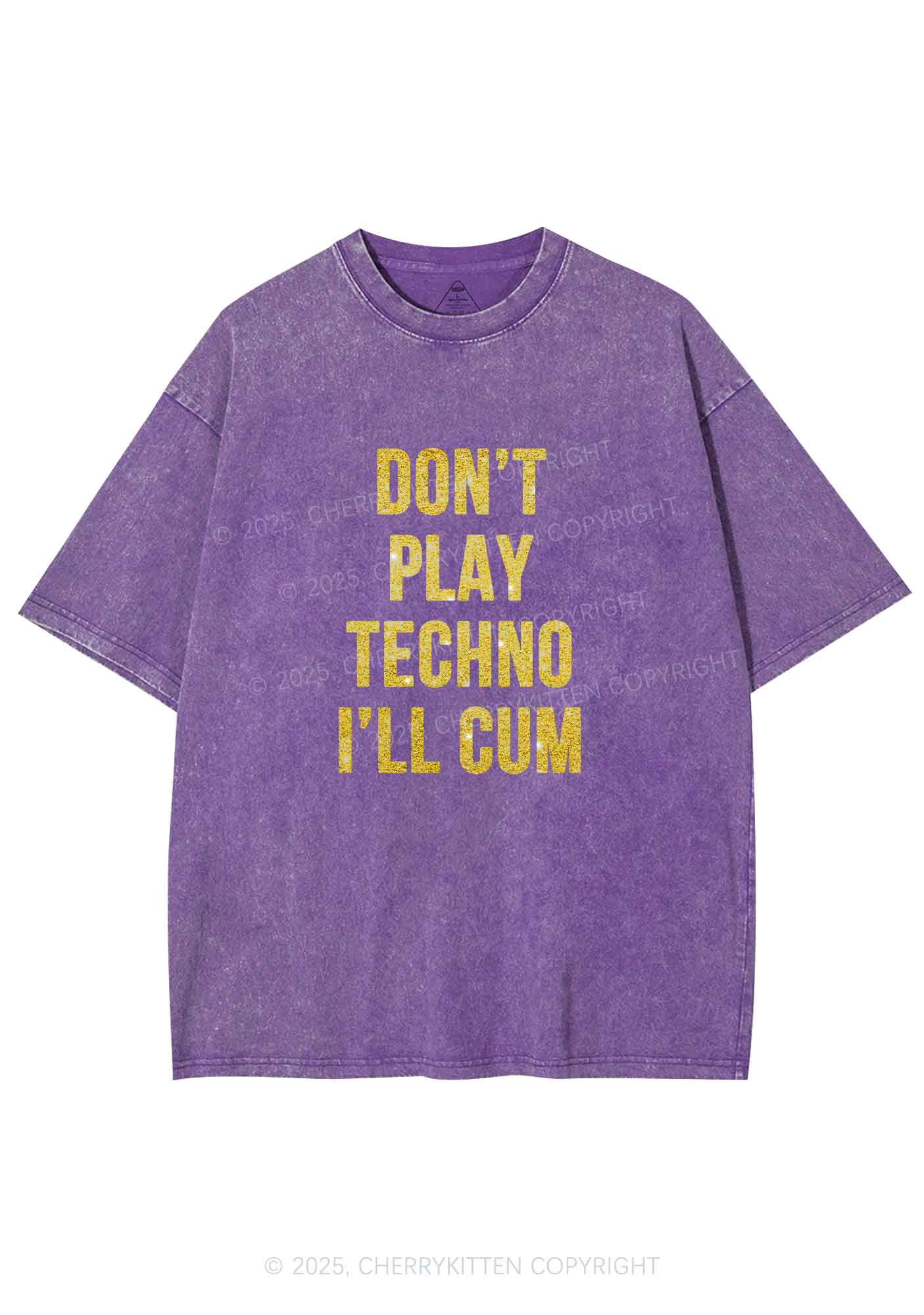 Glitter Dont Play Techno Y2K Shirts Washed Tee Cherrykitten