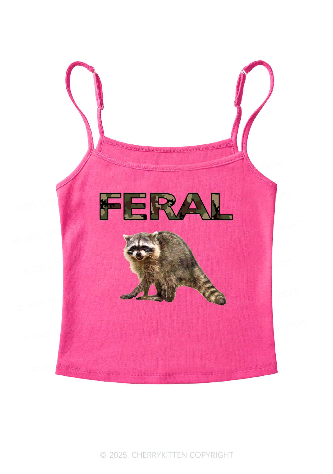 Feral Raccoon Y2K Spaghetti Strap Cami Cherrykitten
