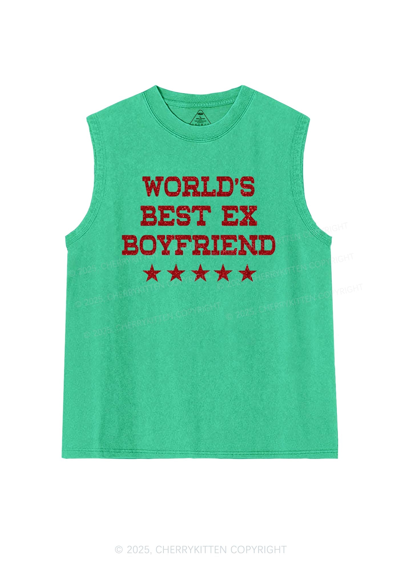Glitter Best Ex Boyfriend Y2K Washed Muscle Tank Cherrykitten