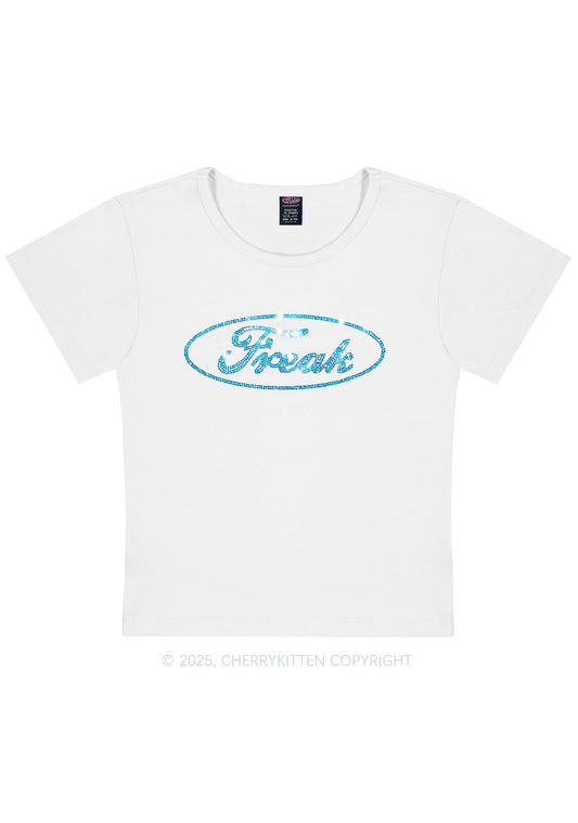 Rhinestone Oval Freak Y2K Baby Tee Cherrykitten