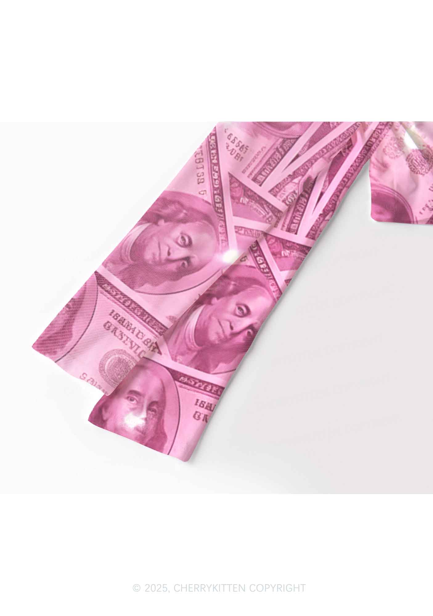 Pink Shiny Money Y2K Mesh Long Sleeve Crop Top Cherrykitten