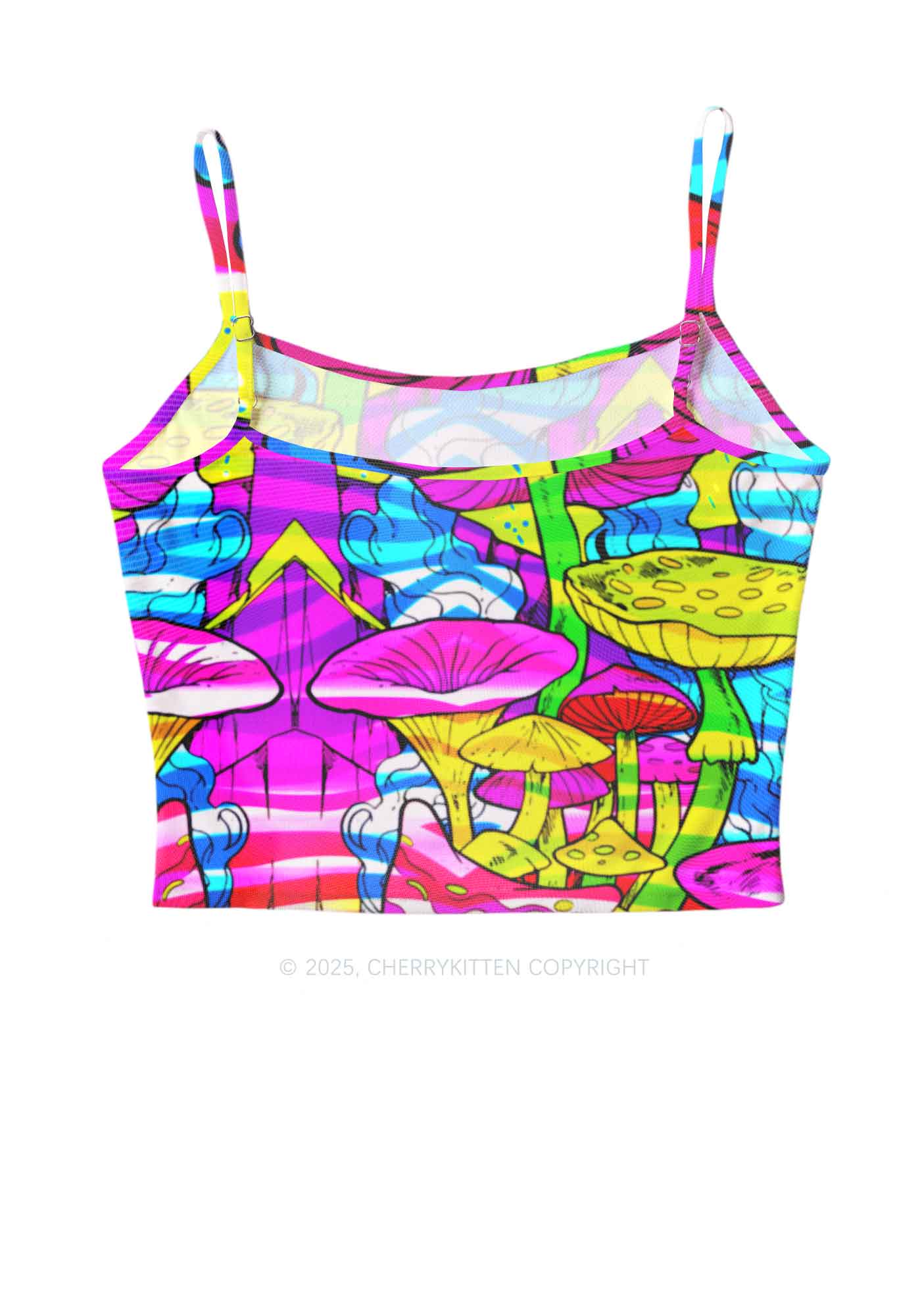 Trippy Colorful Mushrooms Y2K Mesh Cami Tank Cherrykitten