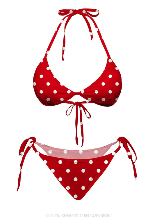 Classic Red Dots Y2K Print Bikini Set Cherrykitten