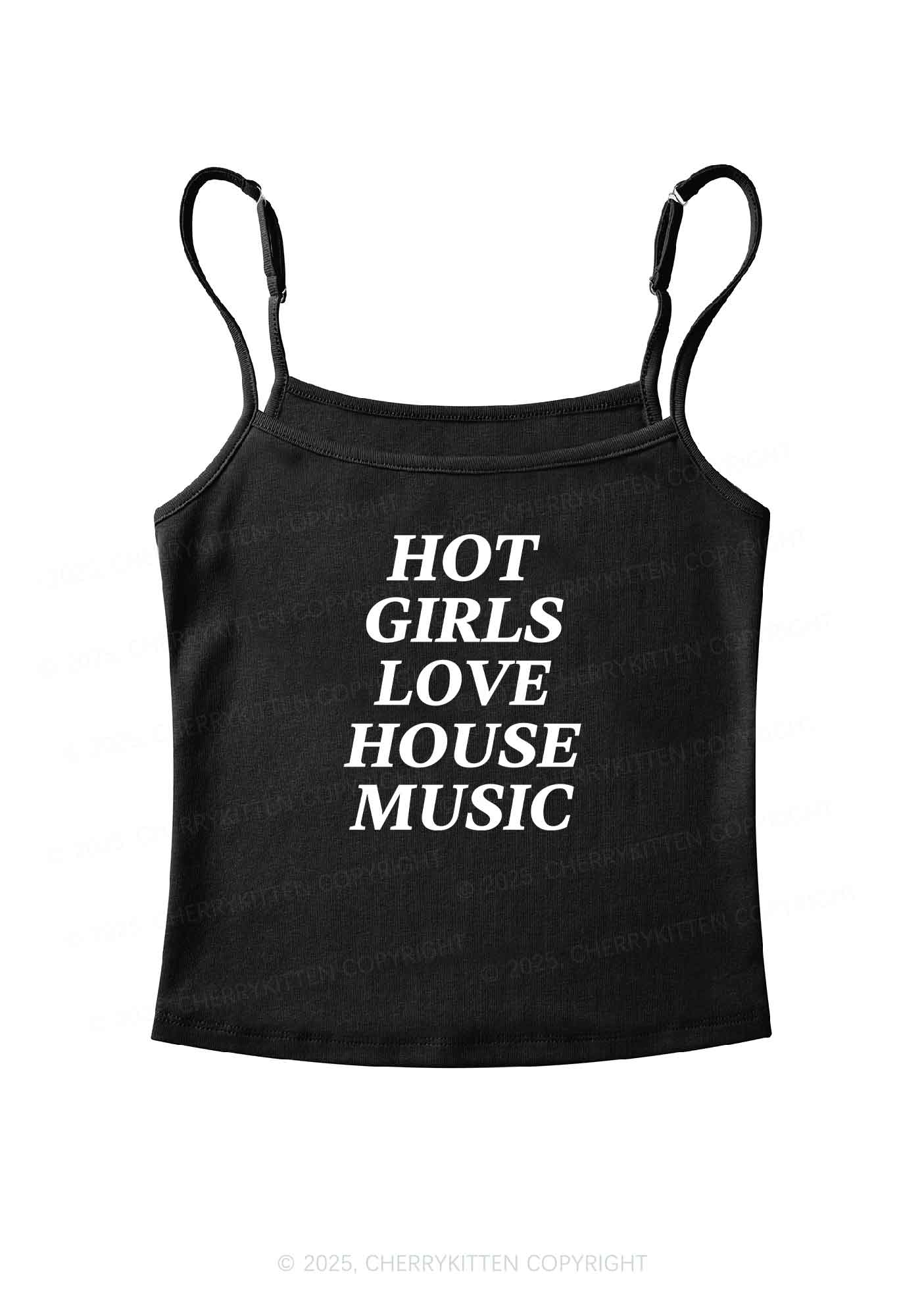 Girls Love House Music Y2K Spaghetti Strap Cami Cherrykitten