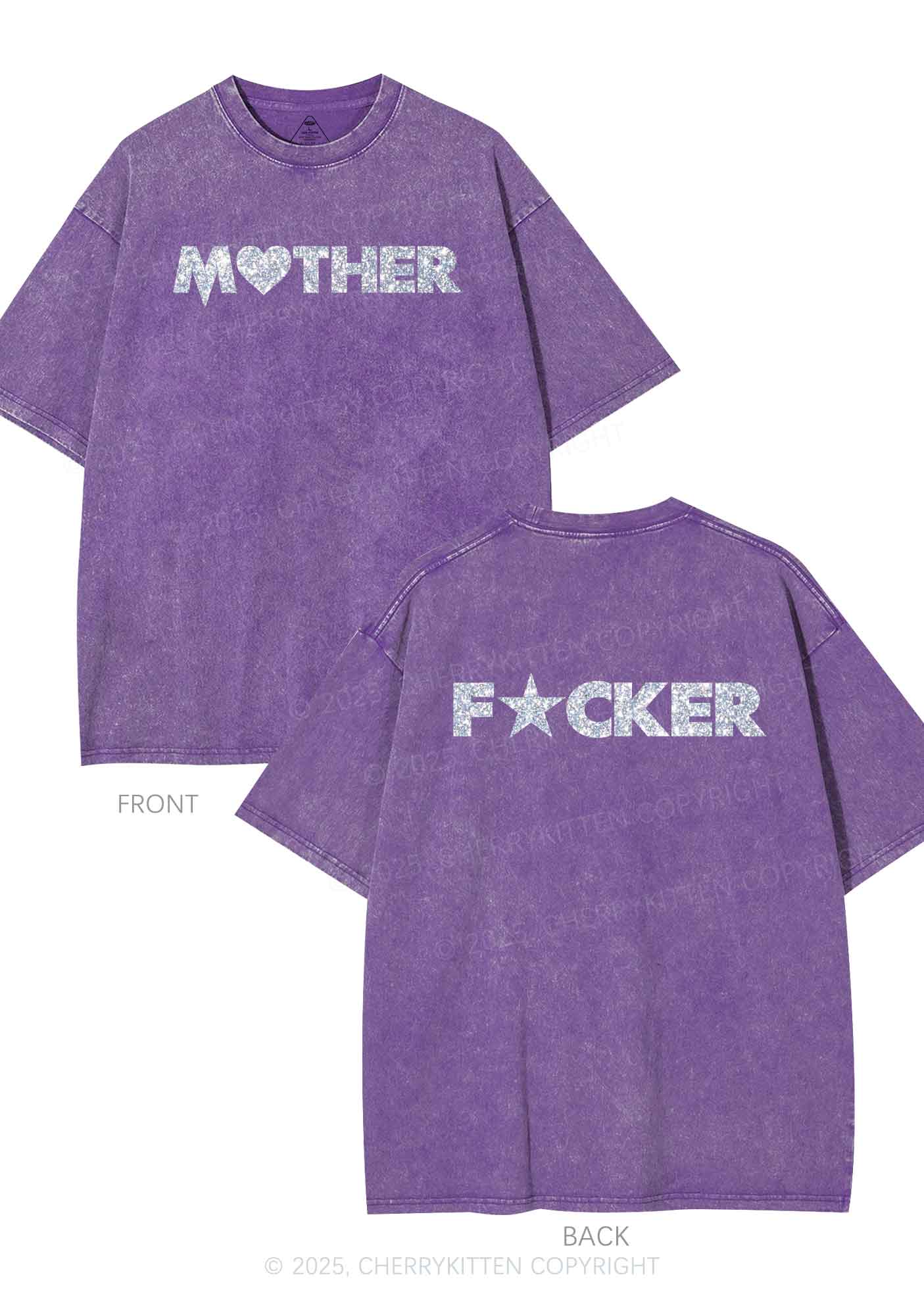 Glitter Motherfxcker Two Sides Y2K Shirts Washed Tee Cherrykitten