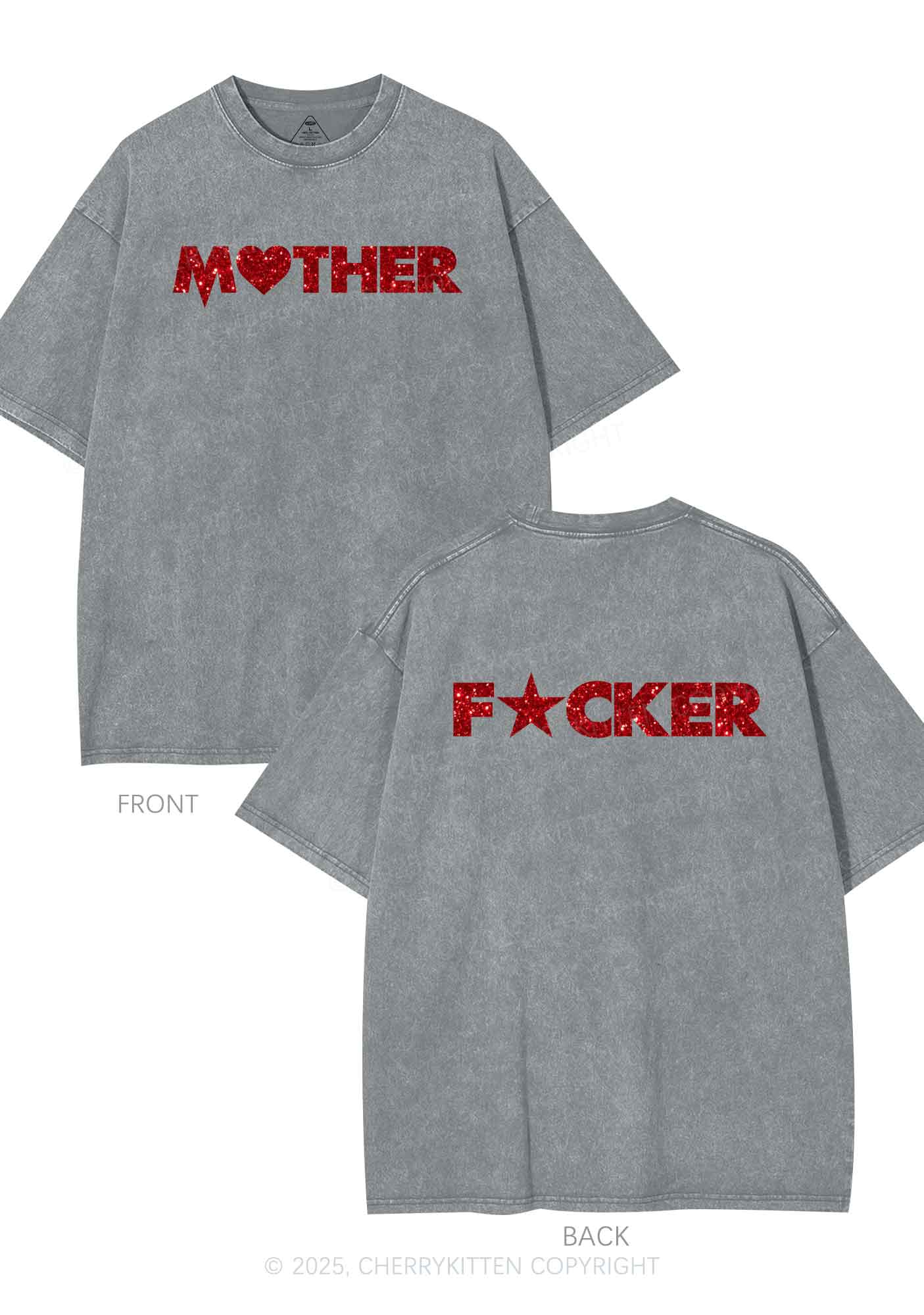 Glitter Motherfxcker Two Sides Y2K Shirts Washed Tee Cherrykitten