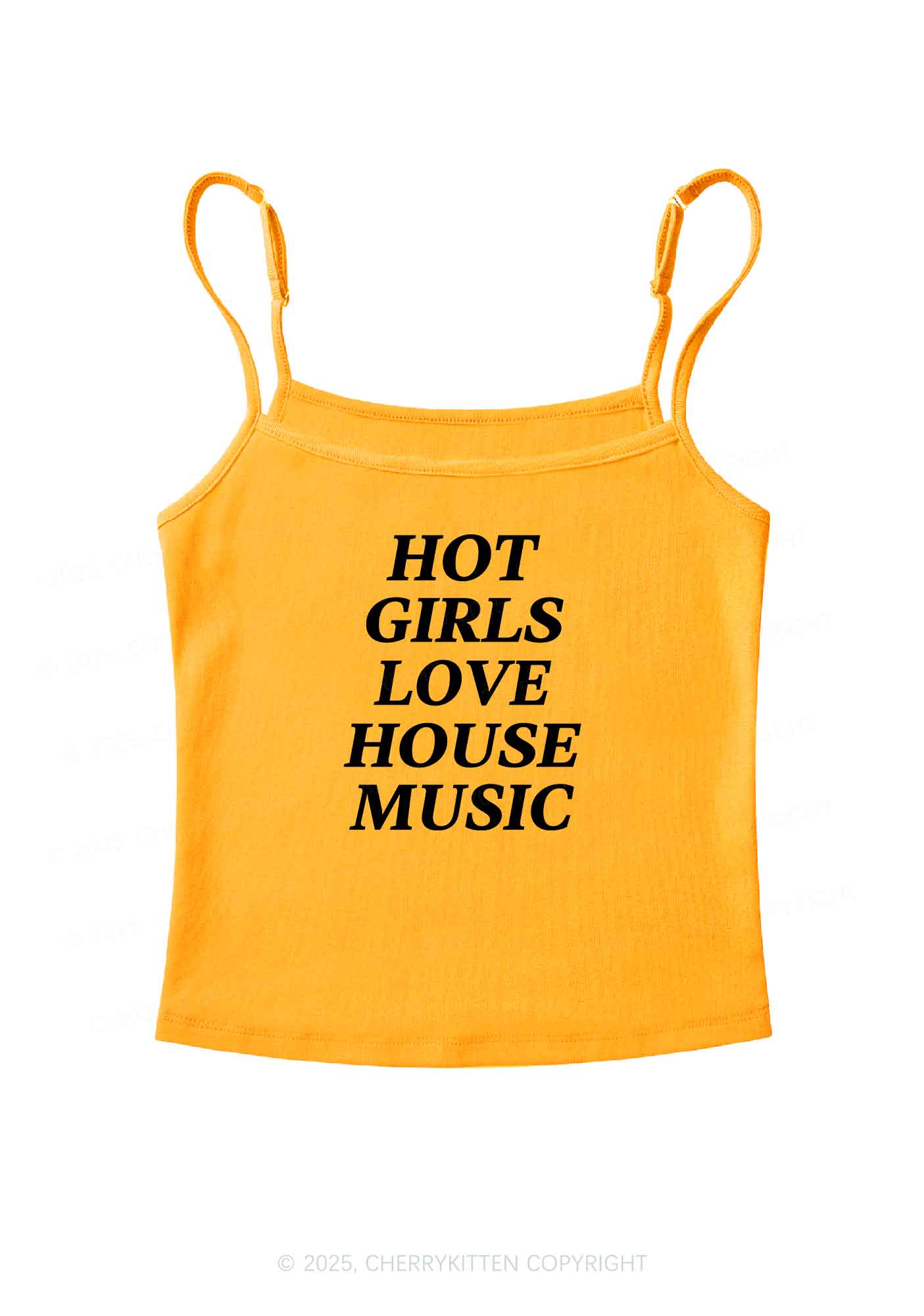 Girls Love House Music Y2K Spaghetti Strap Cami Cherrykitten