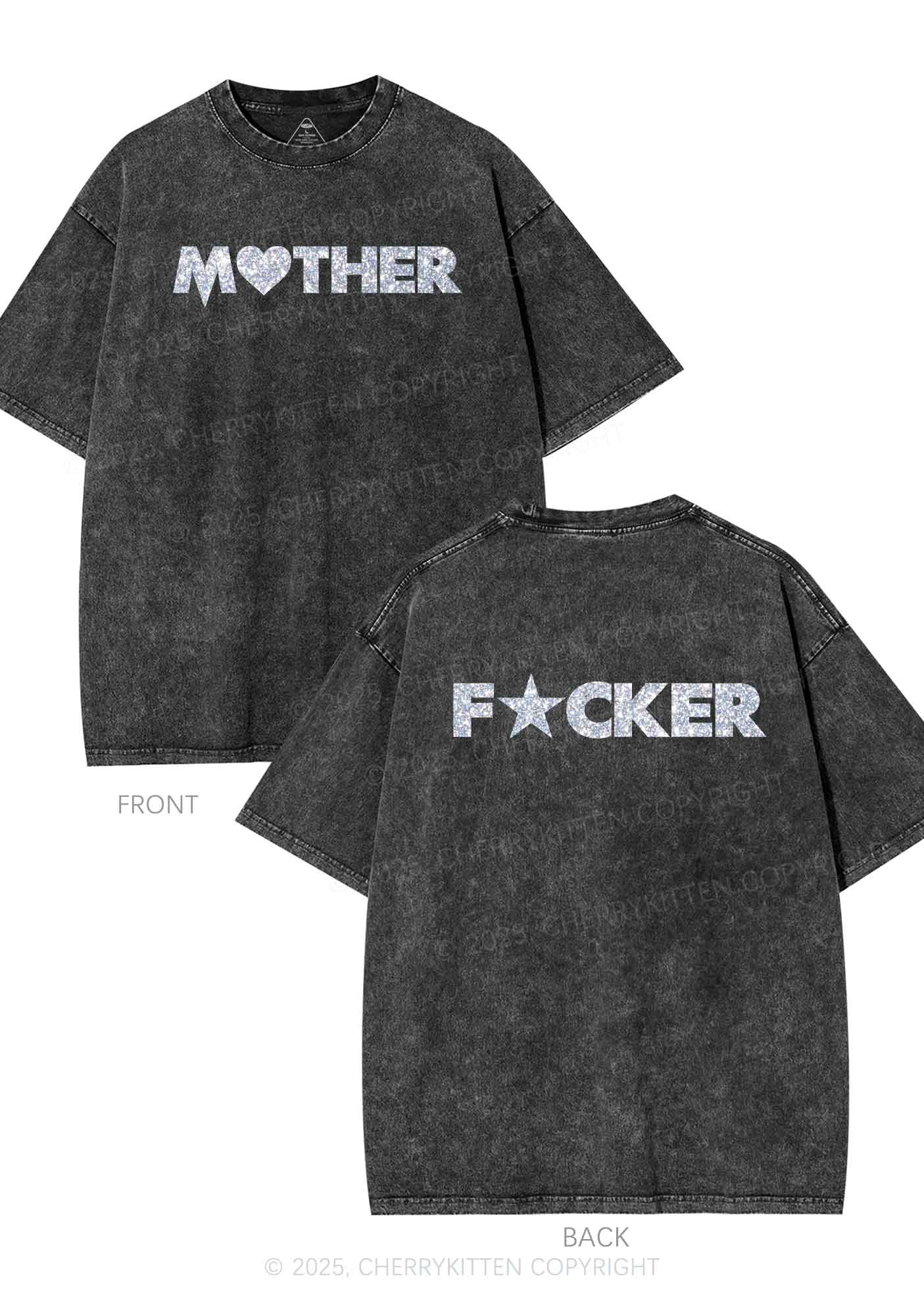 Glitter Motherfxcker Two Sides Y2K Shirts Washed Tee Cherrykitten