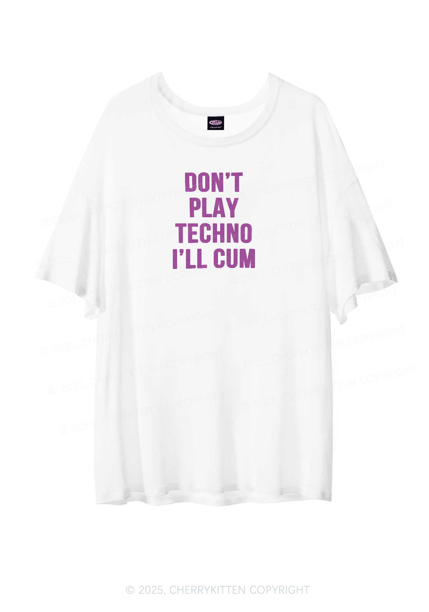 Don't Play Techno Y2K Sheer Boyfriend Tee Cherrykitten
