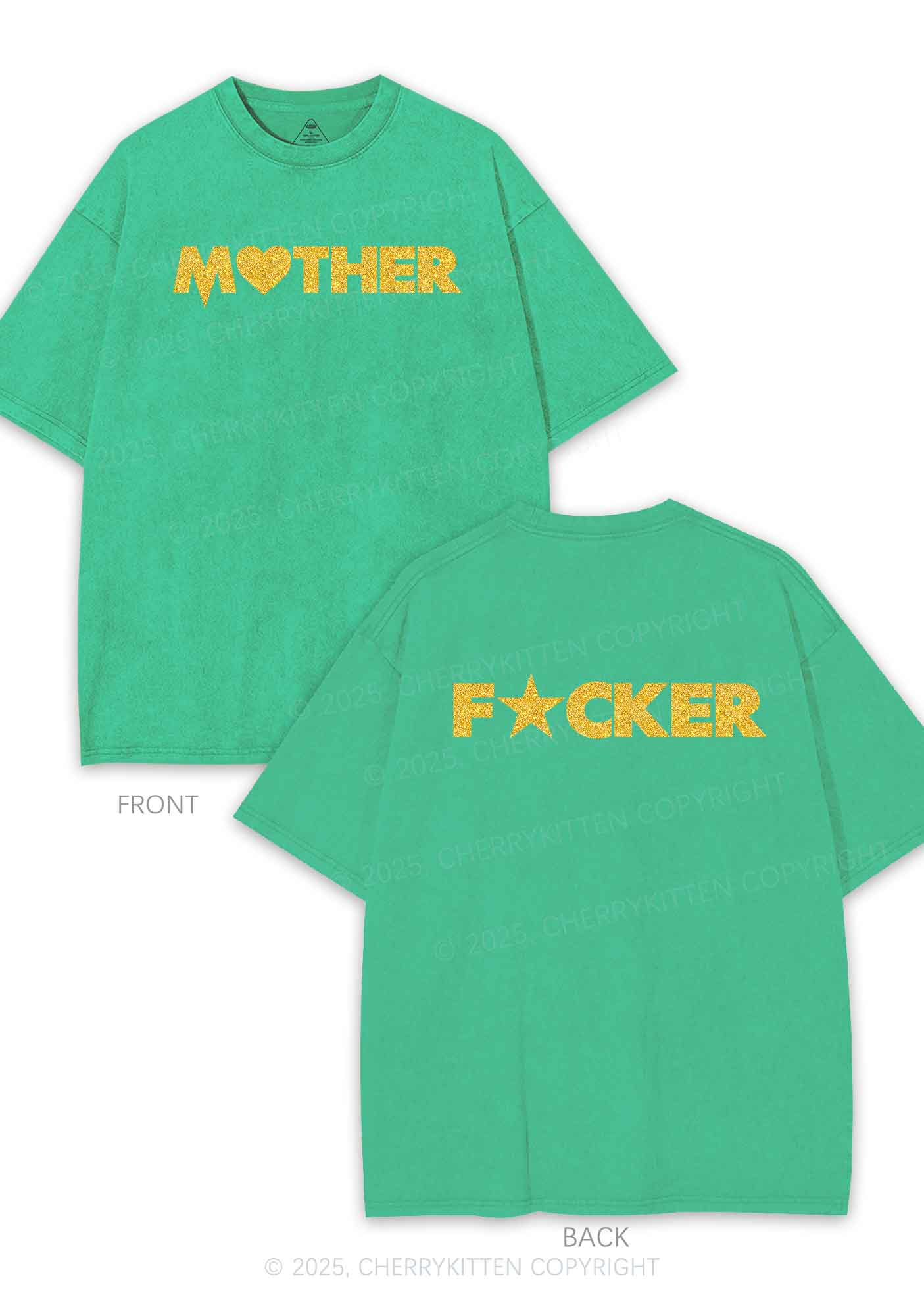 Glitter Motherfxcker Two Sides Y2K Shirts Washed Tee Cherrykitten