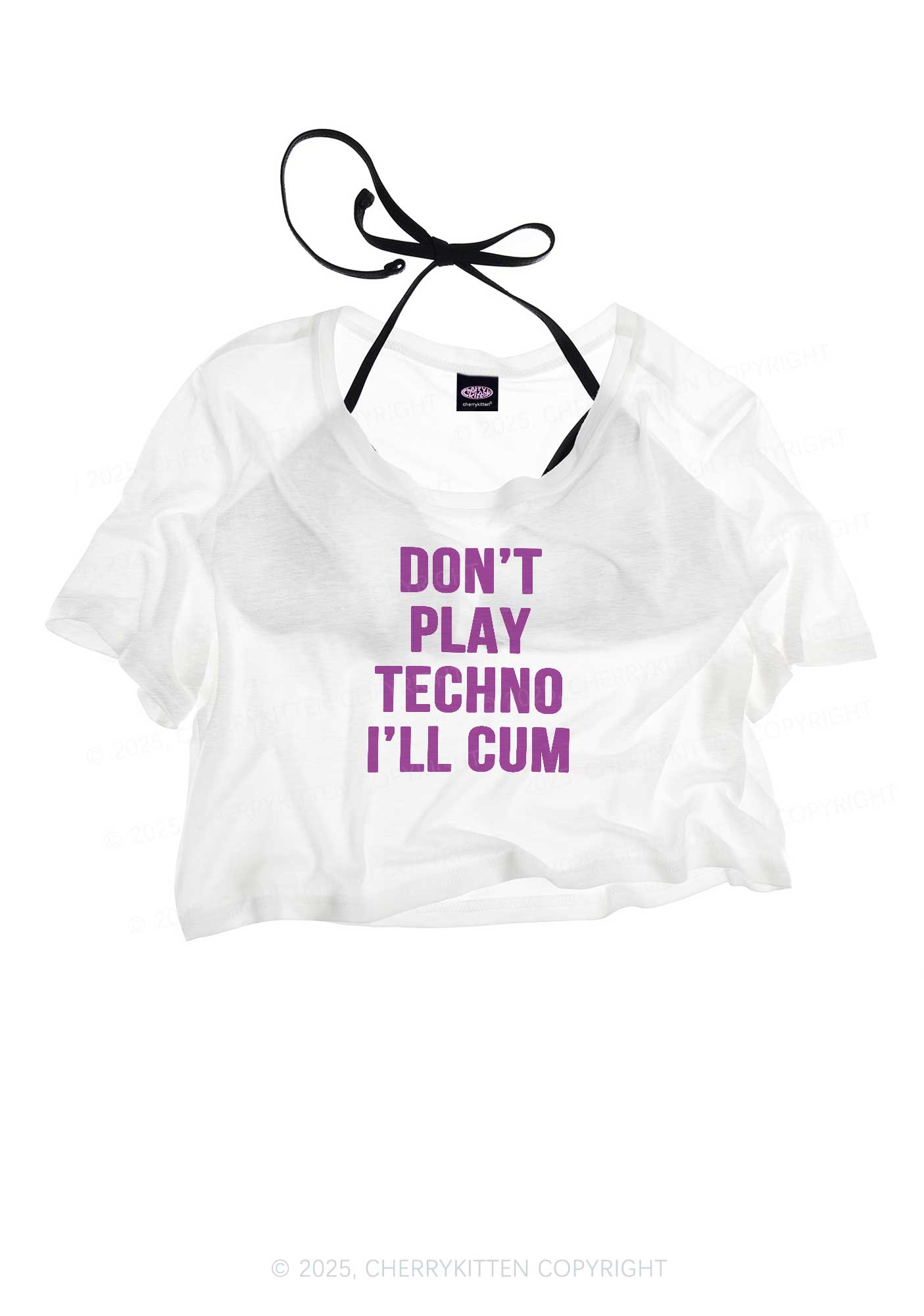 Don't Play Techno Y2K Sheer Crop Tee Cherrykitten