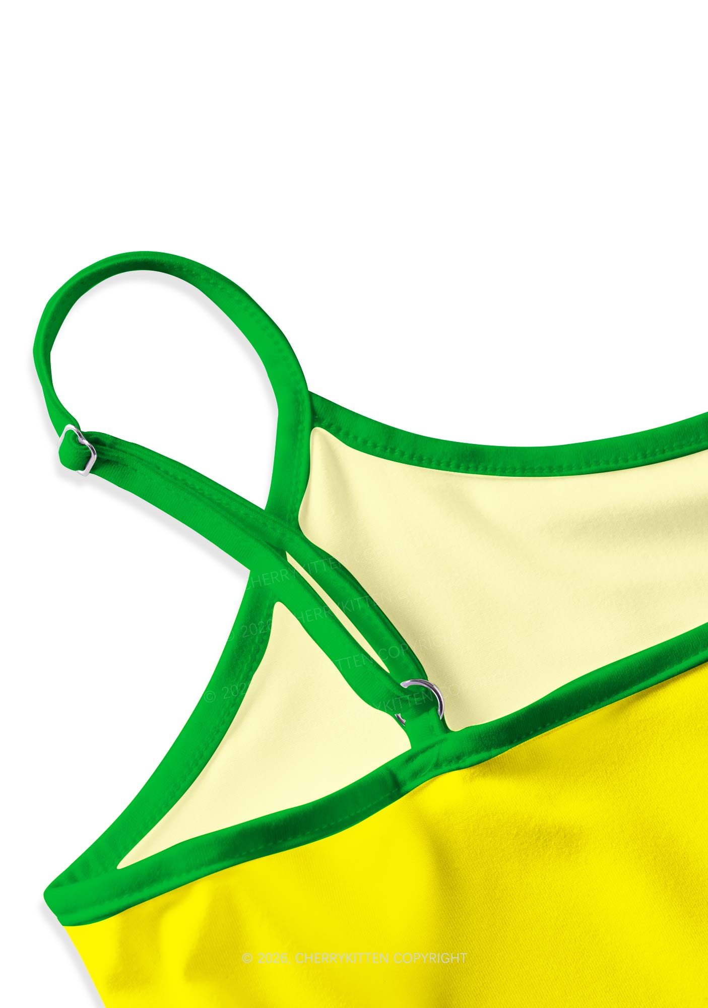 Yellow Green Stripe Star Y2K Print Cami Crop Top Cherrykitten